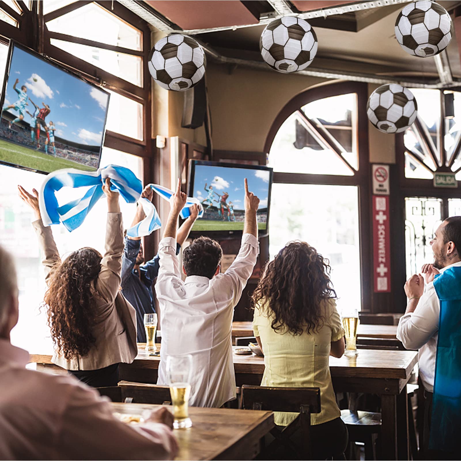 10 Inch Soccer Paper Lanterns - Pack of 5 | Soccer Themed Birthday Party Decorations, Sports Party Supplies & Favors | Perfect for Kids Birthday, Team Celebrations & Game Day Decor