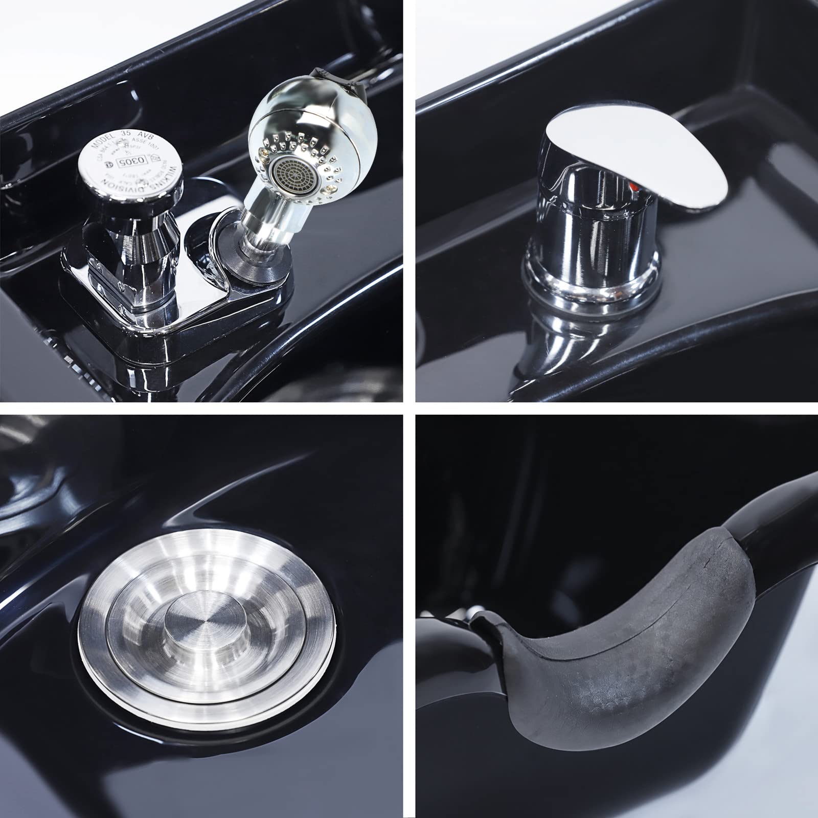 Professional Black ABS Plastic Shampoo Bowl for Salons & Home Use - Easy to Clean & Install Hair Washing Sink for Stylists | Perfect for Salon Stations, Home Hair Care & Beauty Treatments