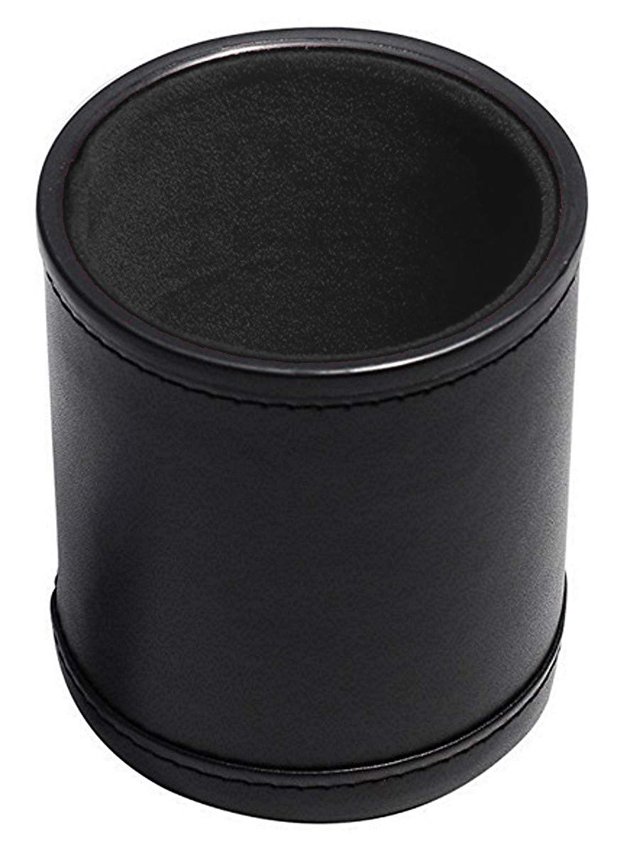 Premium Black PU Leather Dice Cup Set with 16mm Ivory Poker Dice & Storage Pouch - 3 Pack for Casino Night, Board Games, and Poker Parties