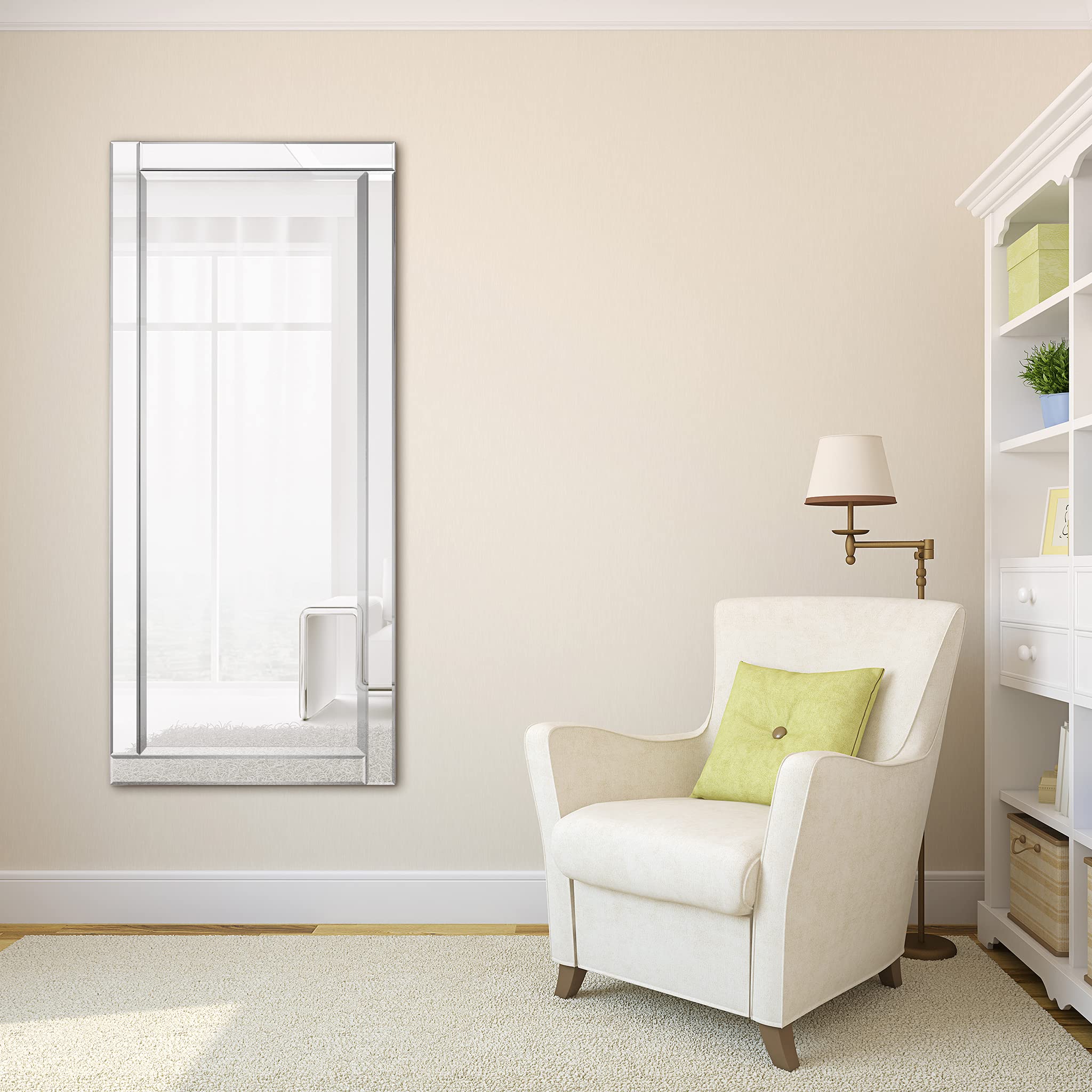 Empire Art Direct Modern Rectangle Wall Mirror with Solid Wood Frame - 1