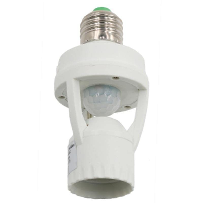 E27 Socket Converter 110-240V with PIR Motion Sensor - Smart Bulb Switch & Lamp Holder Adapter for Home, Office, and Outdoor Lighting Automation