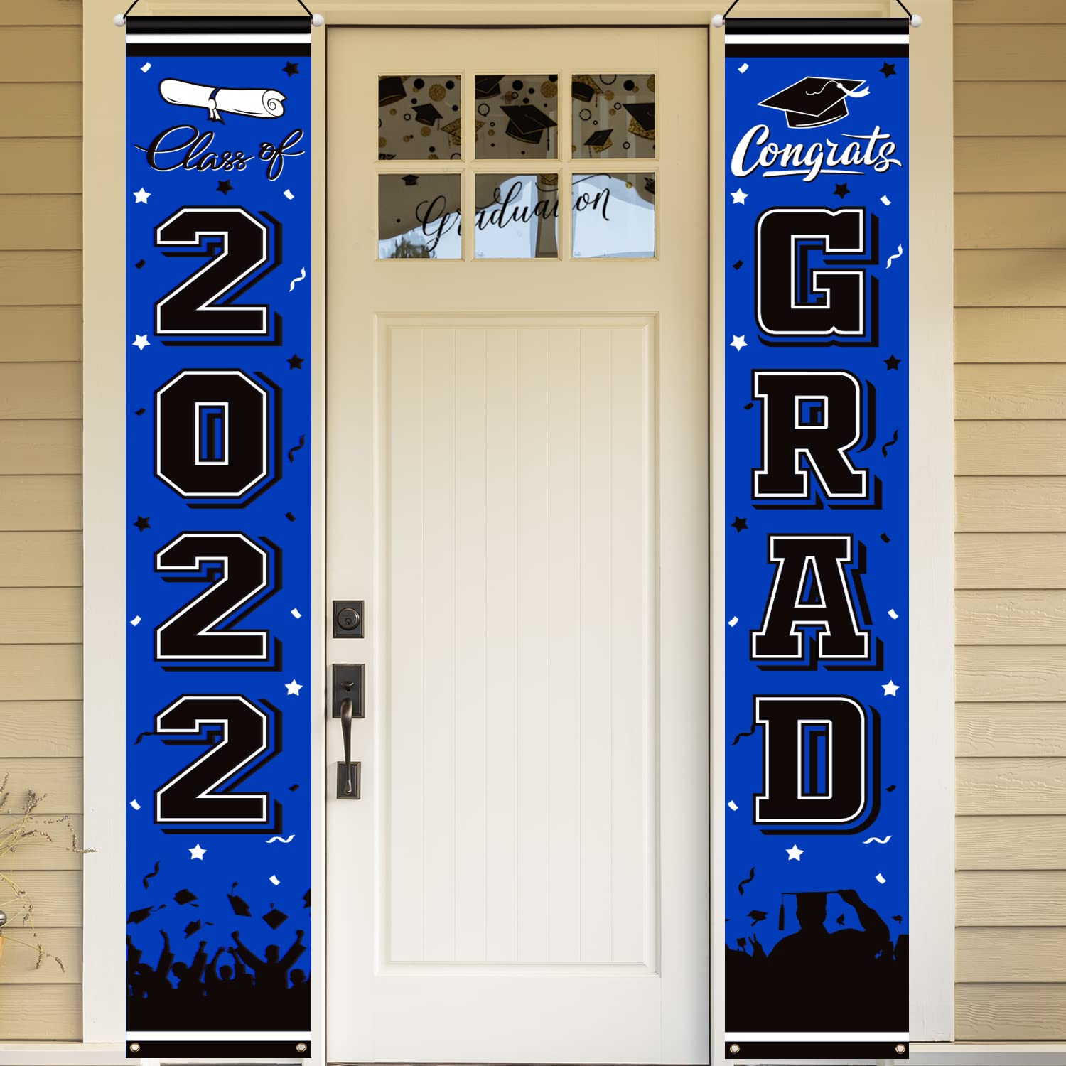 2022 Graduation Party Decorations - Large Blue Congrats Grad Backdrop Banner for Photography, Graduation Party Supplies & Decor - Perfect for Graduation Ceremonies, Photo Booths & School Events