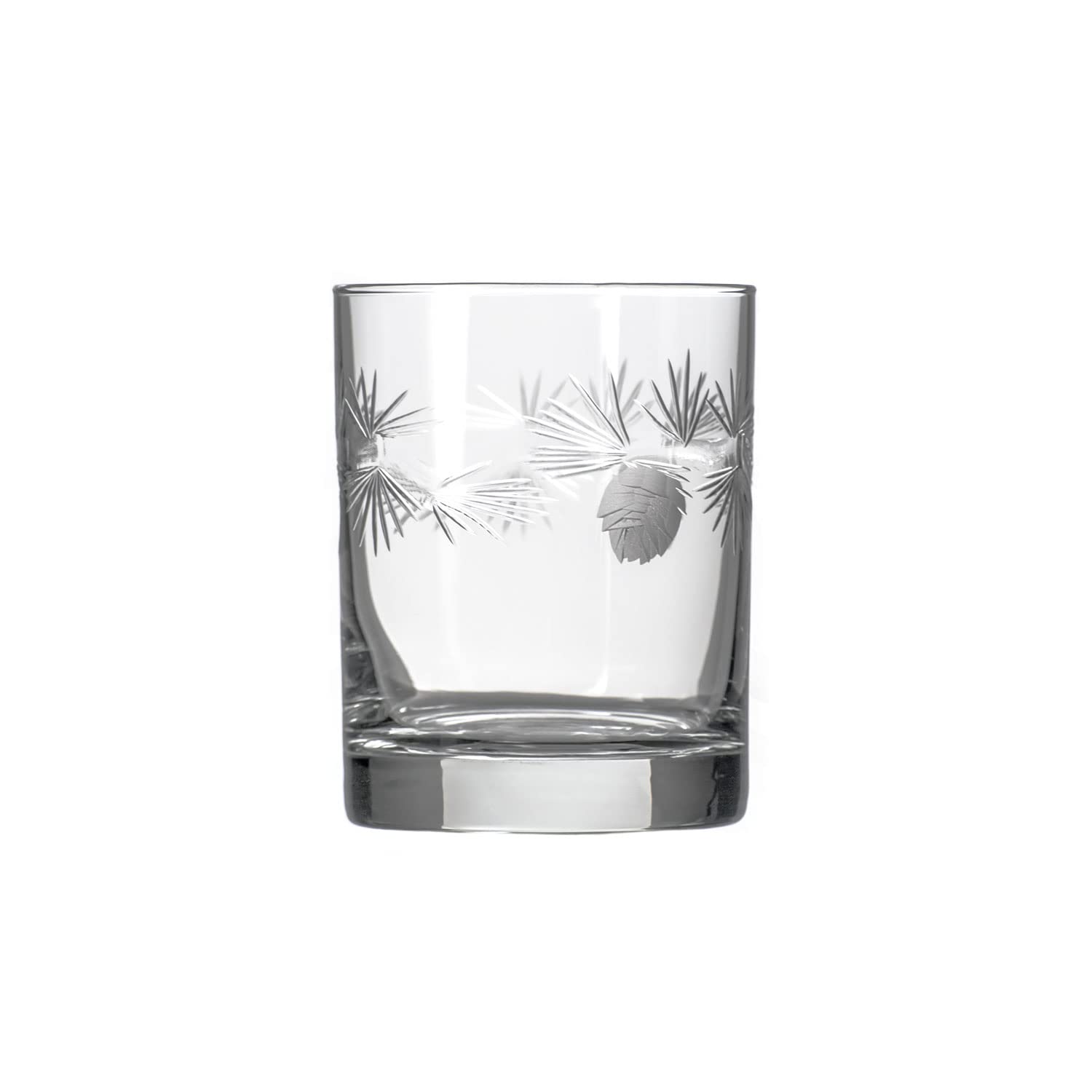 Premium Rolf Glass Icy Pine Double Old Fashioned Whiskey Glasses Set of 4 - 13oz Lead-Free Etched Tumbler Glasses - Handcrafted in USA - Perfect for Bourbon, Scotch & Cocktails at Home Bars & Gifts