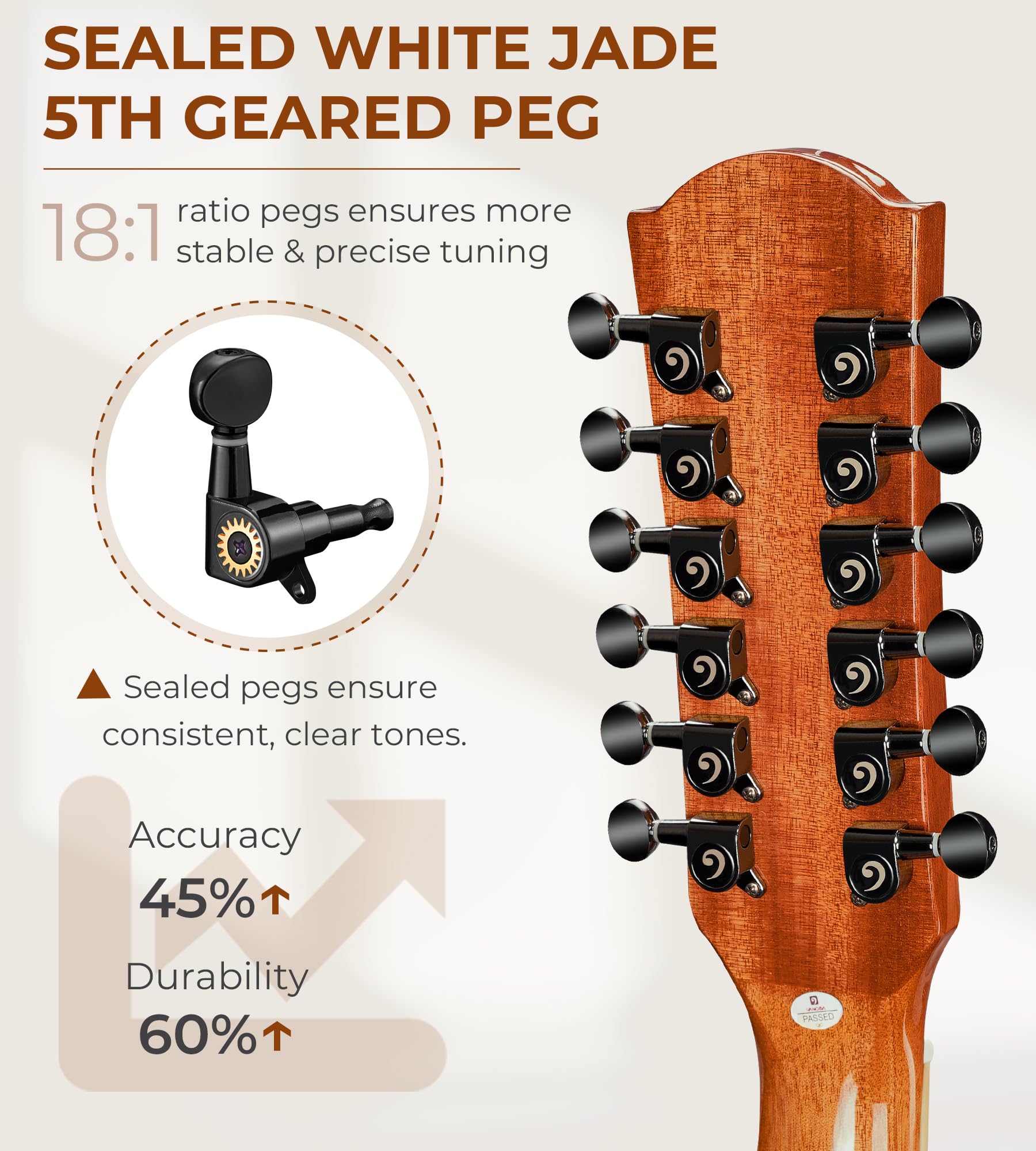 Vangoa 12 String Acoustic Electric Guitar - Spruce Top, Sapele Body, Bone Nut, Natural Gloss Finish | Perfect for Performances, Recording & Live Shows