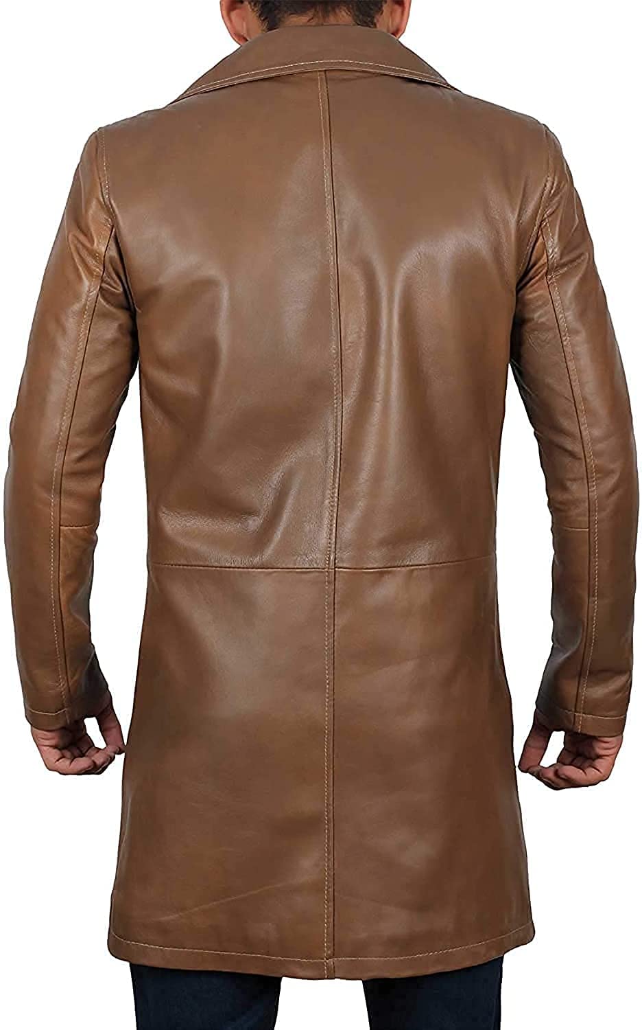 Genuine Lambskin Leather Jacket for Men – ¾ Length Brown & Black Motorcycle Coat – Stylish Men's Fashion Outerwear for Casual Wear, Riding & Winter Protection