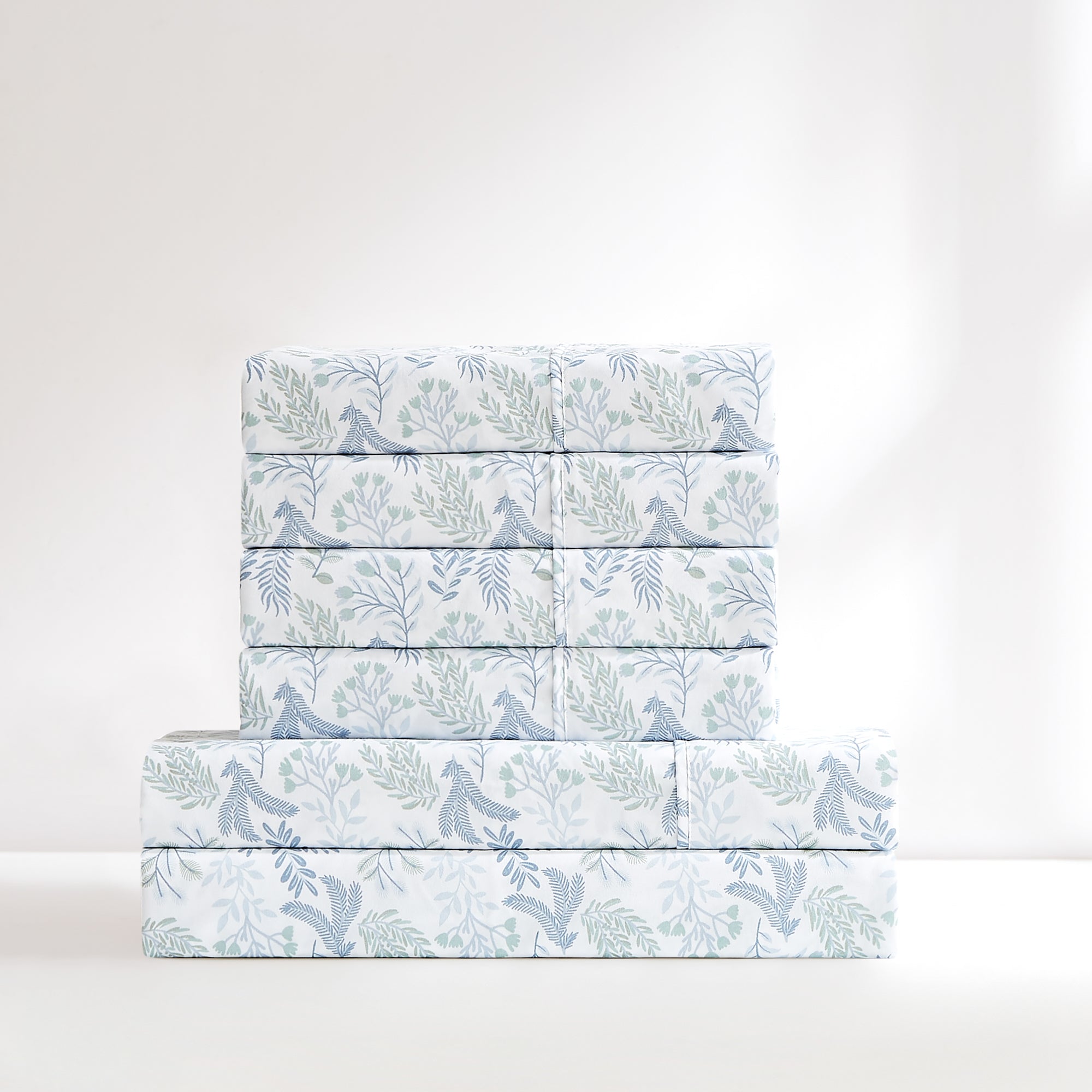 Botanical Leaf and Floral Printed Cotton Sheet Set - Queen Size Bedding with Soft Breathable Fabric for Home Decor and Comfortable Sleep