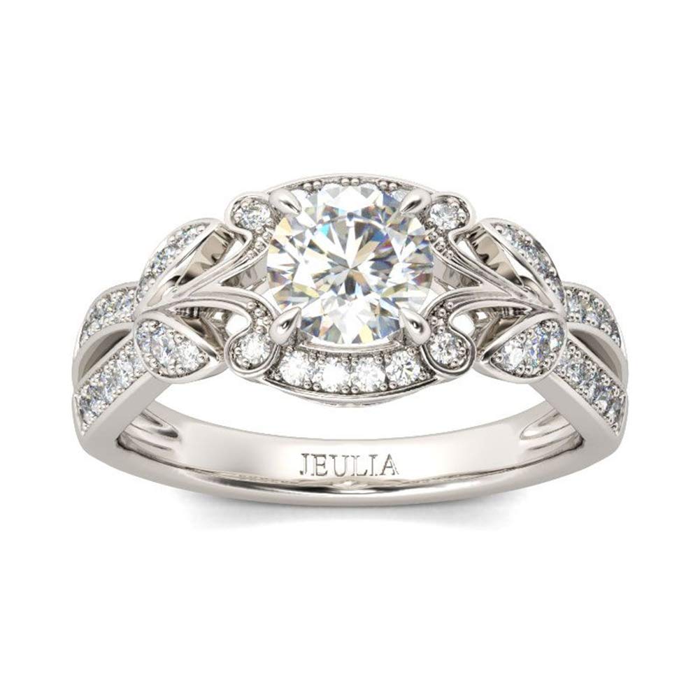 Jeulia 2 Carat Round Cut Cubic Zirconia Engagement Ring for Women - 925 Sterling Silver Wedding Band, Anniversary & Promise Ring with Jewelry Gift Box - Perfect for Proposals, Bridal Jewelry & Special Occasions