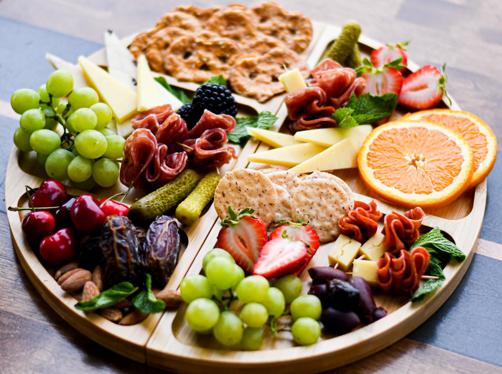Modern 3-Piece Magnetic Charcuterie Board Set - Bamboo Cheese Board & Serving Tray for Charcuterie, Cheese, Fruits | Perfect Gift for Housewarming, Weddings, St. Patrick's Day | Elegant Serving Ware for Parties, Entertaining & Home Decor