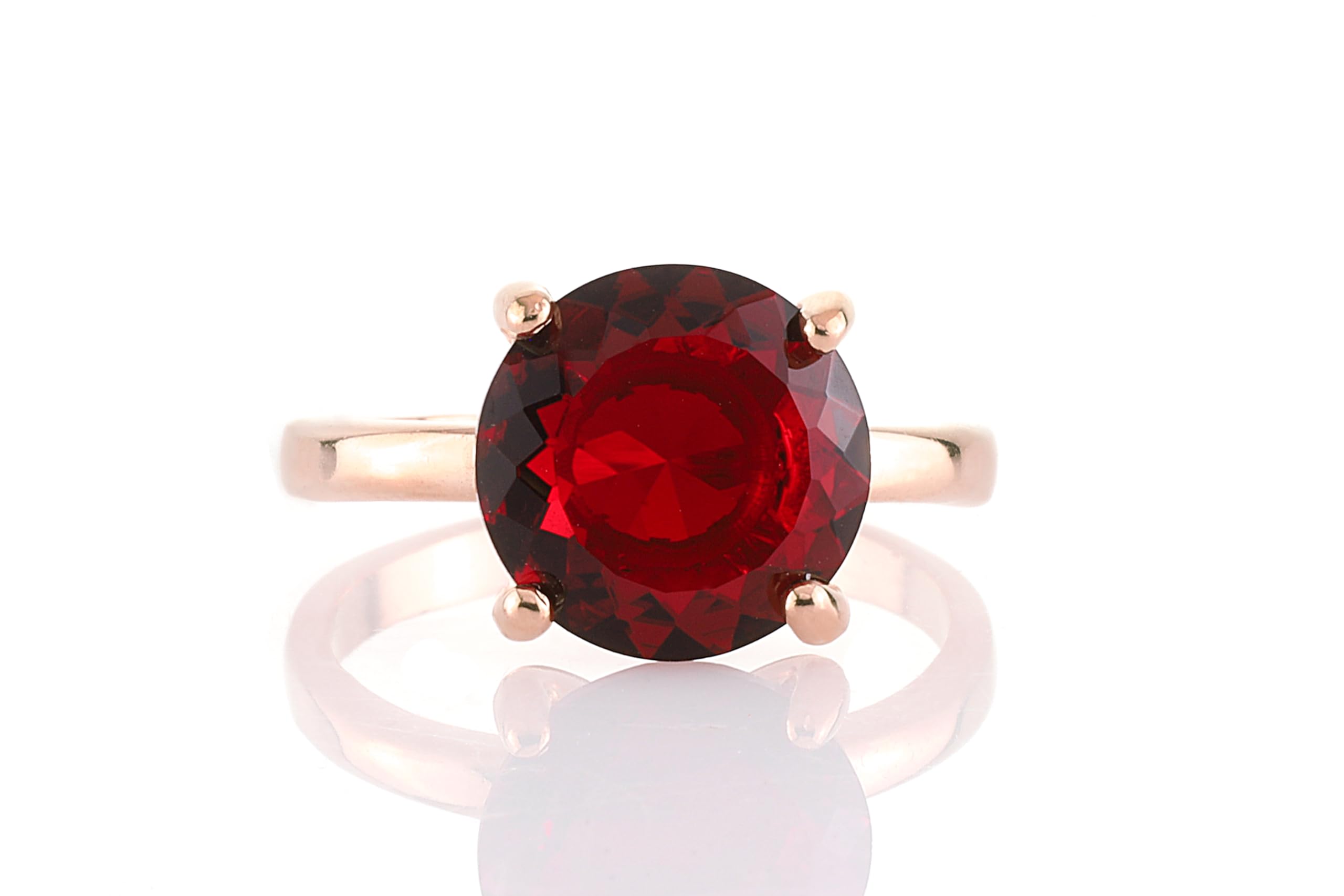 18K Garnet Ring - January Birthstone Gold Prong Jewelry - Gemstone Stacking Band - Elegant Cocktail or Engagement Ring - Perfect for Birthdays, Anniversaries & Special Occasions