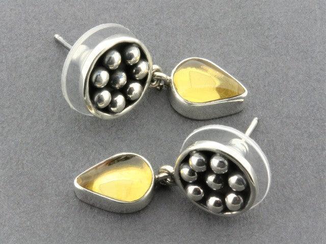 Beaded Disc Teardrop Earrings - Amber & Sterling Silver Jewelry for Women | Perfect for Weddings, Parties & Special Occasions