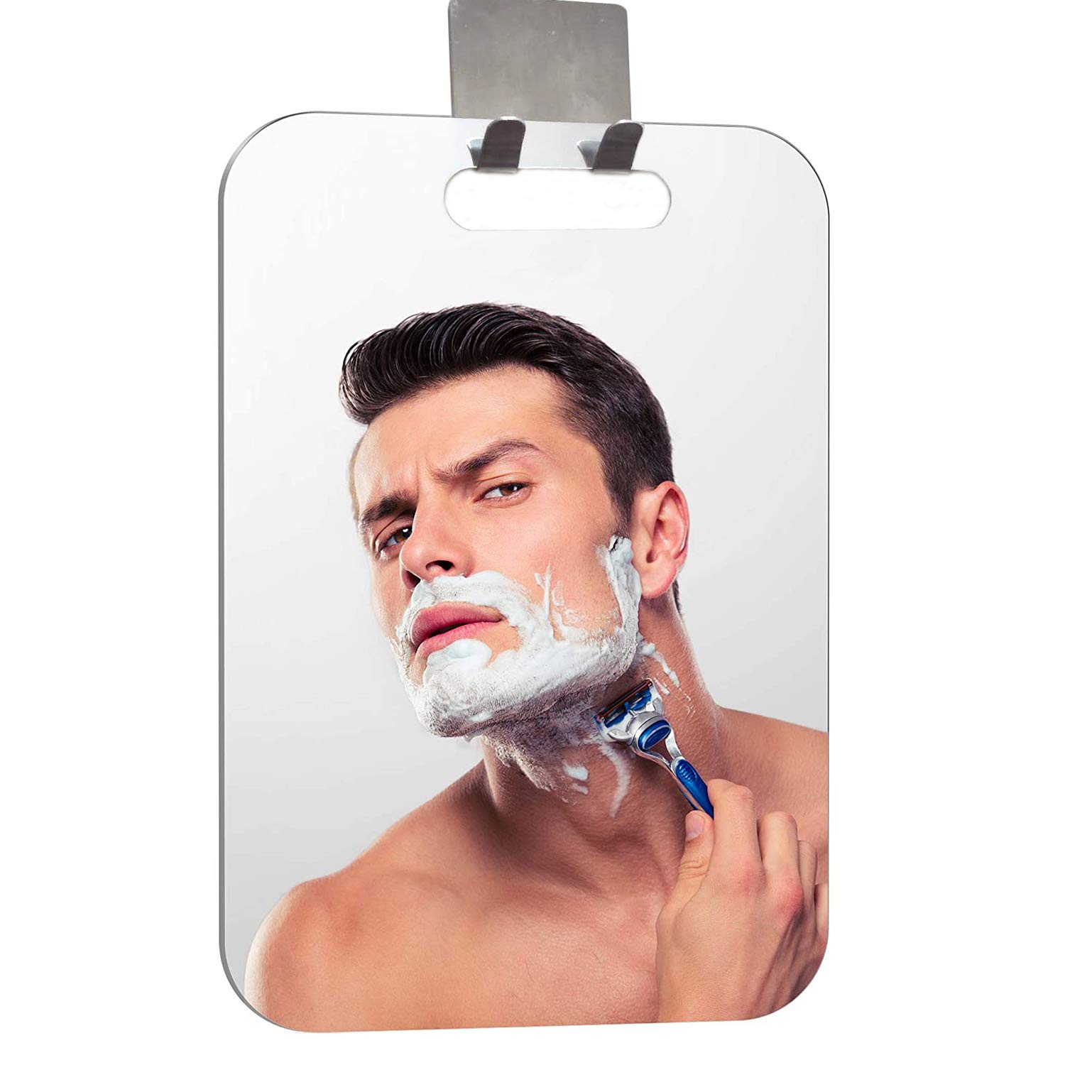 11x7.48 Inch Fogless Shower Mirror - Anti-Fog Bathroom Mirror for Shaving & Makeup - Frameless Wall Mounted Mirror with Shaver Hook - Perfect for Steam Showers & Small Bathrooms