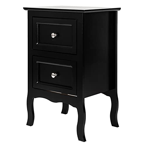 Modern Nightstand with Drawer - Compact Bedside Table for Small Spaces, Multi-Functional End Table for Bedroom & Living Room - Home Office Storage Cabinet with Sliding Drawer and Shelf (Black, 1-2 Drawers) - Perfect for Apartment Living, Dorm Rooms and Space-Saving Bedside Storage