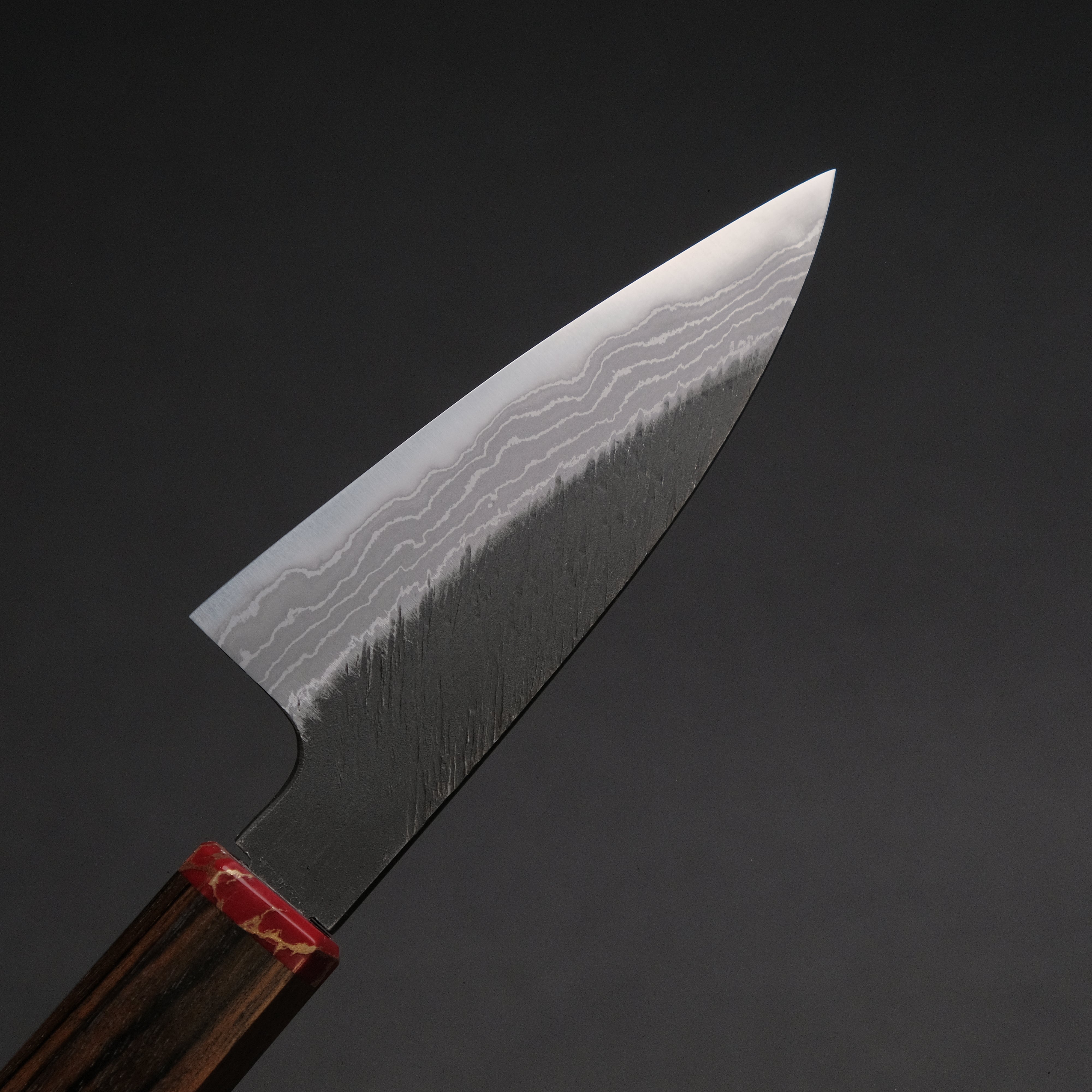 Premium Ajikataya White #2 Matsuba Damascus Petty Knife 80mm - Ebony Wood Handle with TQP Finish (#31) - Perfect for Slicing Fruits, Vegetables & Precision Kitchen Tasks