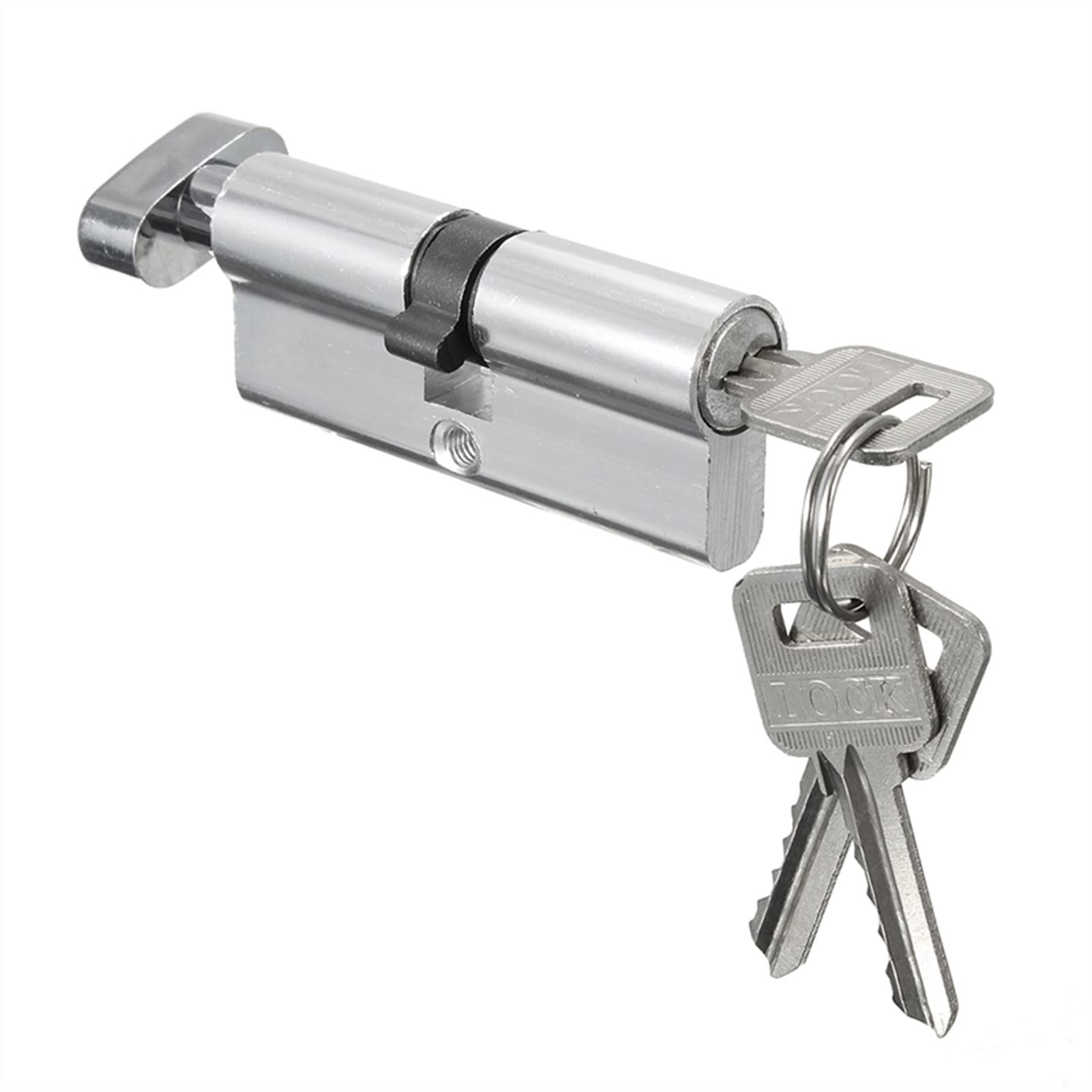 2-Pack Silver Tone Cylinder Door Lock with 3 Keys - 8.9x2.9cm Aluminum Security Lock for Home, Apartment & Office - Perfect for Interior Doors, Cabinets & Storage Units