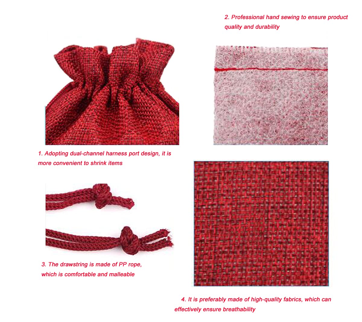 50 Pcs Natural Burlap Drawstring Bags 3.9