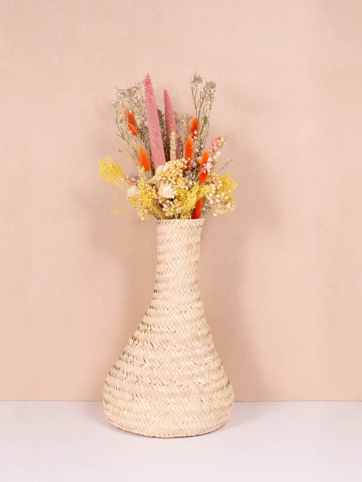 Handmade Moroccan Woven Vase - Boho Home Decor, Ethnic Wicker Basket for Flowers & Plants | Perfect for Living Room, Bedroom, or Office Decoration
