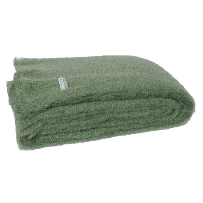 Luxury Windermere Olive Mohair Throw Blanket - Soft & Warm Wool Blend for Sofa, Bed, or Couch - Perfect for Cozy Nights & Home Decor