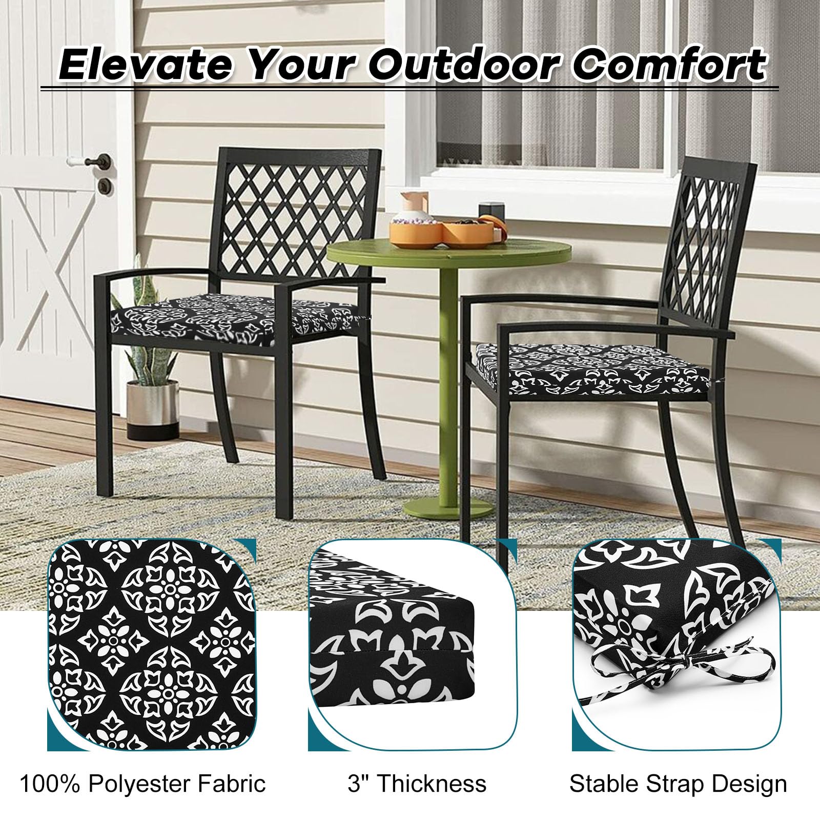 Premium Waterproof Outdoor Chair Cushions Set of 4 - 18.5