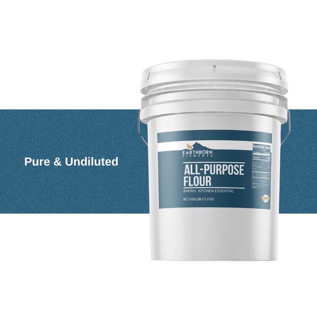 **Earthborn Elements All-Purpose Flour - 5 Gallon Bulk Bucket for Baking & Cooking | Premium Kitchen Essential for Bread, Cookies, Cakes & More**