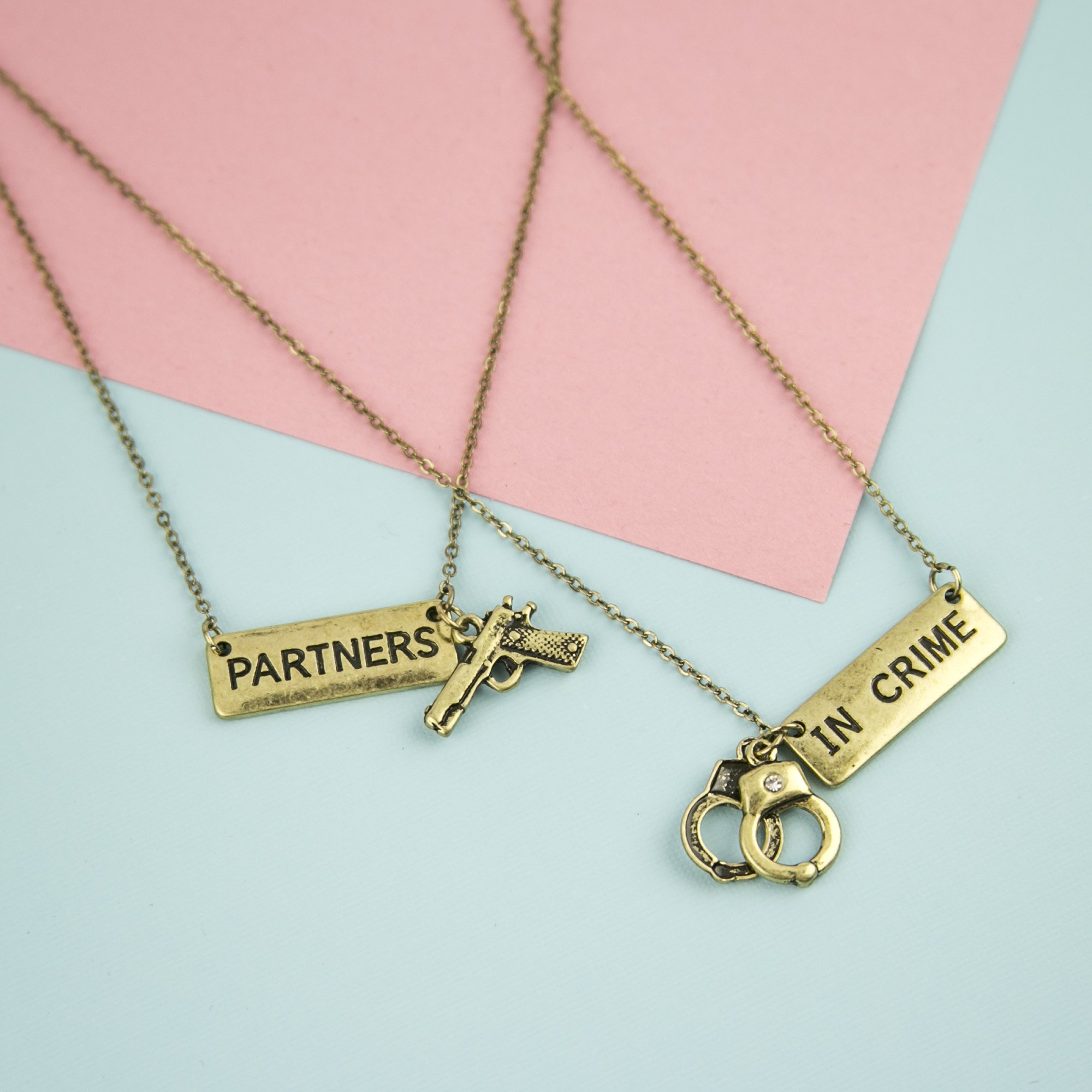 Best Friends Forever Matching Necklace Set - Handcuff BFF Jewelry for Couples & Besties