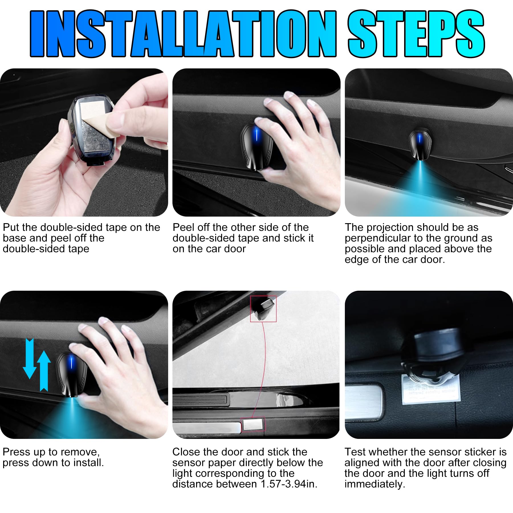 Rechargeable Car Door Lights with Logo Projector - 2PCS HD Welcome Lights for Toyota, Night Use, Easy Installation for Enhanced Safety & Style