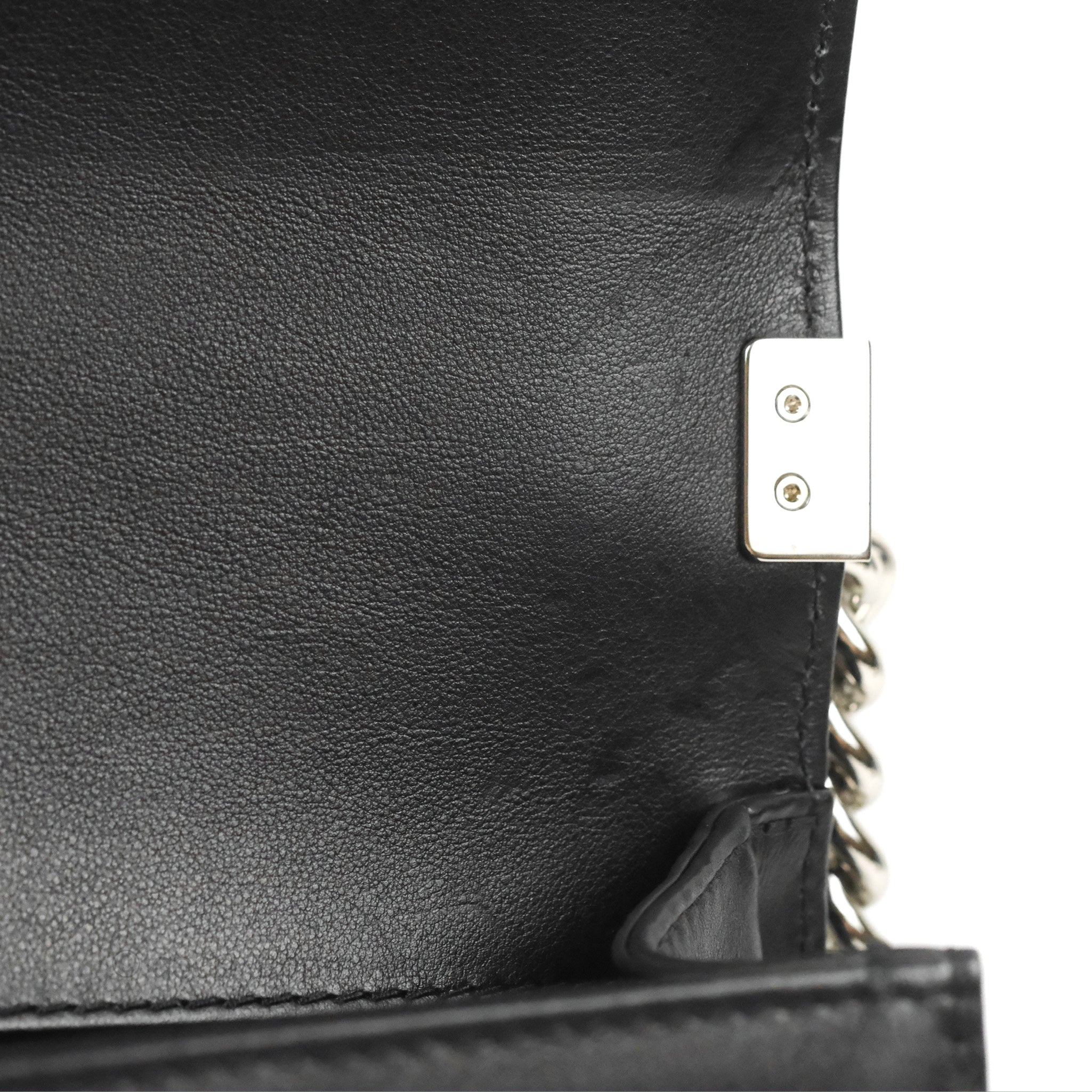 Chanel Chevron Braid Around Chain Boy Bag - Black Calfskin Leather with Silver Hardware | Luxury Crossbody Bag for Women, Perfect for Date Night & Evening Events