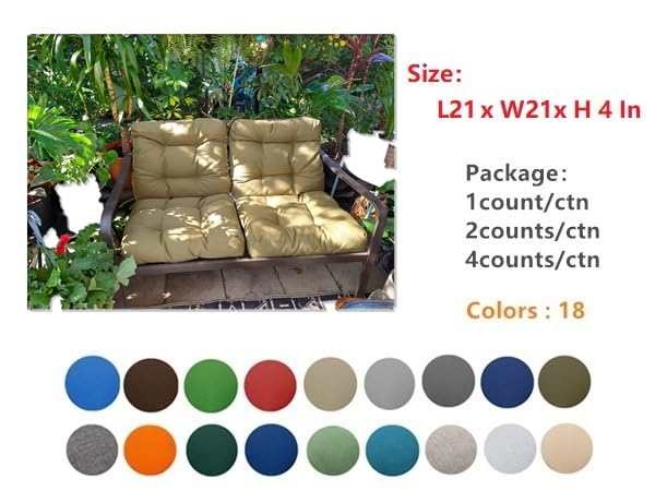 QILLOWAY Outdoor Chair Cushions - 4 Pack Tufted Seat & Back Cushions for Patio Furniture, Water-Resistant Red Pillow Covers for Spring Summer Use - Perfect for Garden, Deck, Poolside & Porch Relaxation