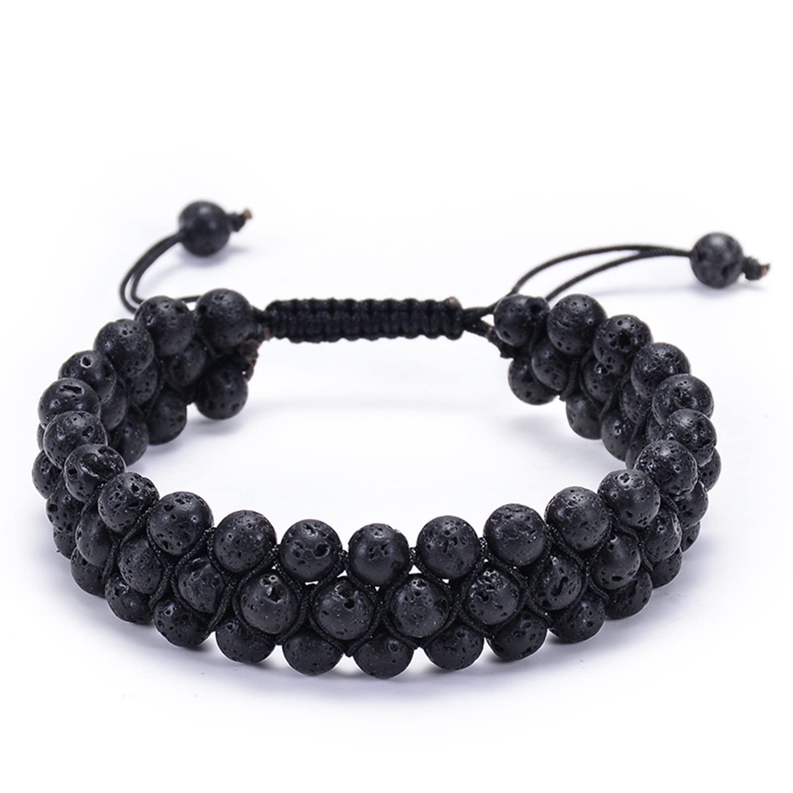 BCughia Beaded Bracelet for Women & Men - 3 Layer Lava Stone Multi-Row Adjustable Braided Bead Bracelet Set - Boho Chic Jewelry Gift for Birthday, Anniversary | Perfect for Everyday Wear, Yoga & Meditation
