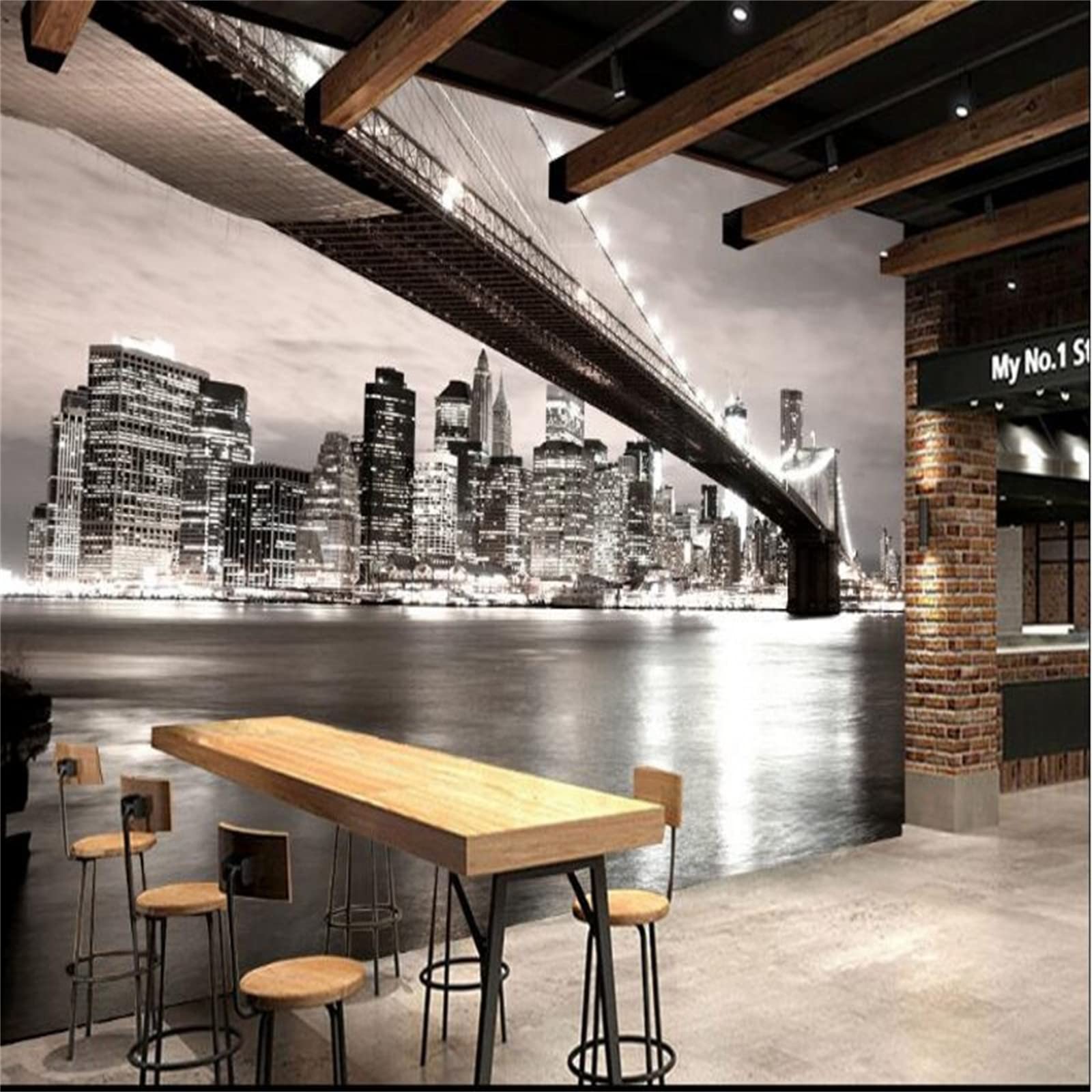 3D Black and White Night Scene Wallpaper - Removable High Resolution Self-Adhesive Mural for Dining Room, Living Room & Sofa Background Wall (122