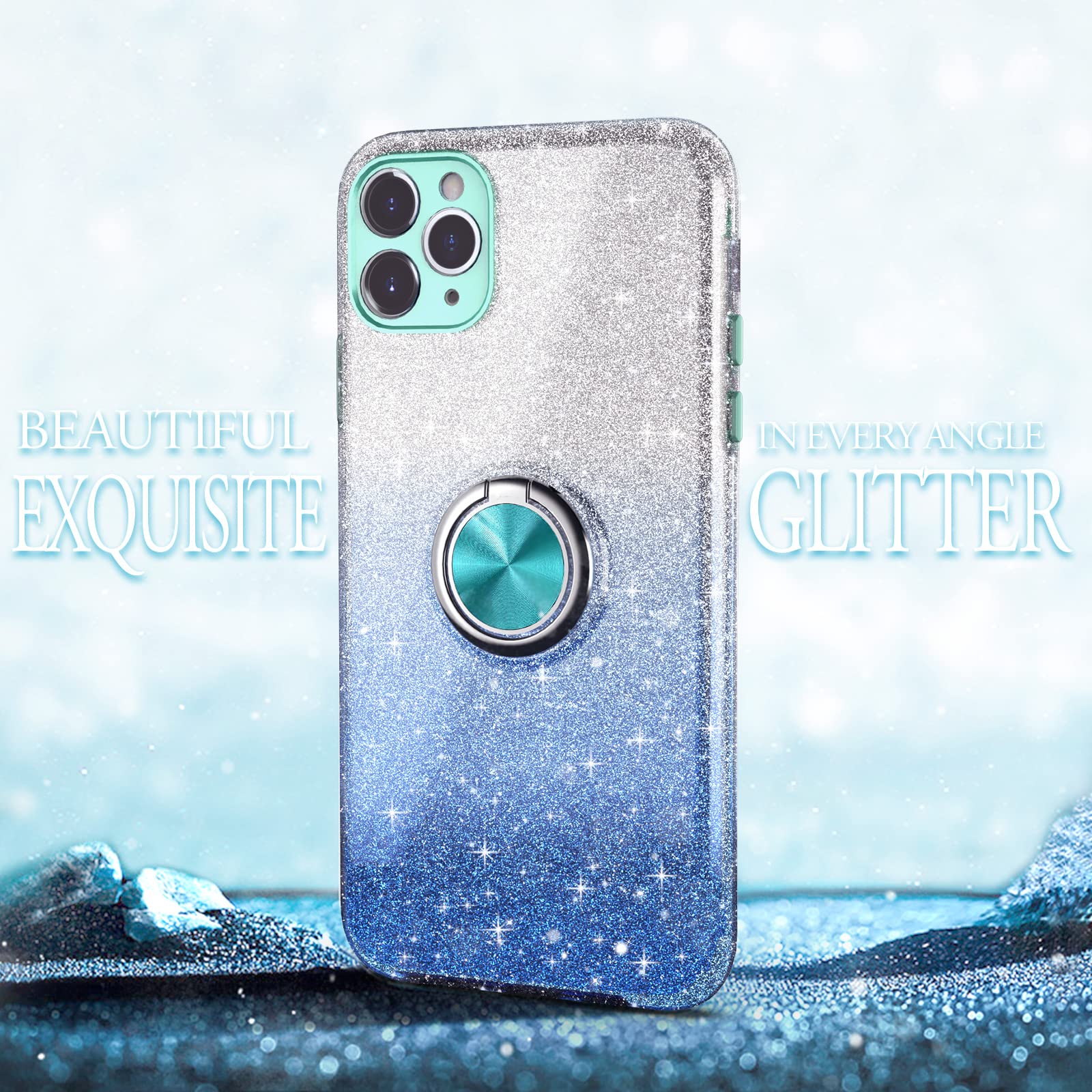 Slim Glitter Sparkly Case with 360° Ring Holder & Kickstand for iPhone 11 Pro Max (6.5