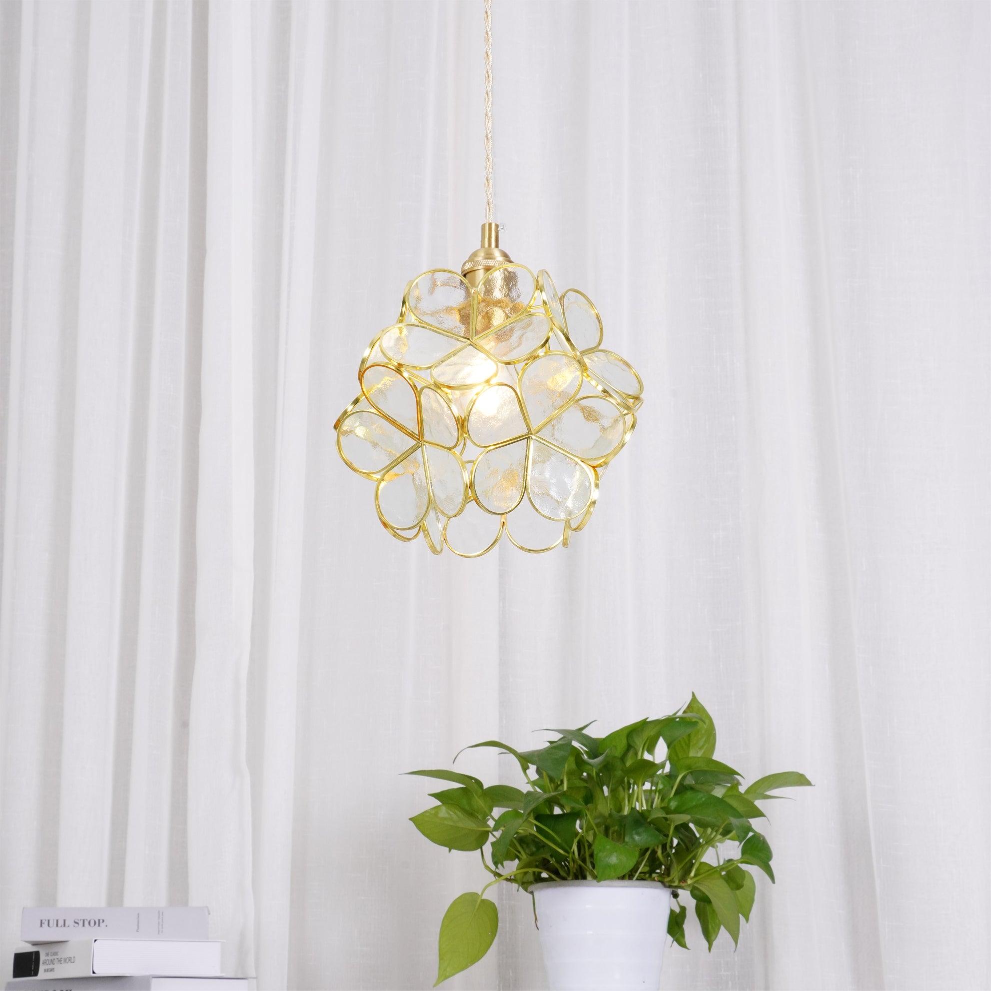 Modern Glass Petal Pendant Light - Elegant Floral Ceiling Lighting Fixture for Dining Room, Kitchen Island & Bedroom Decor