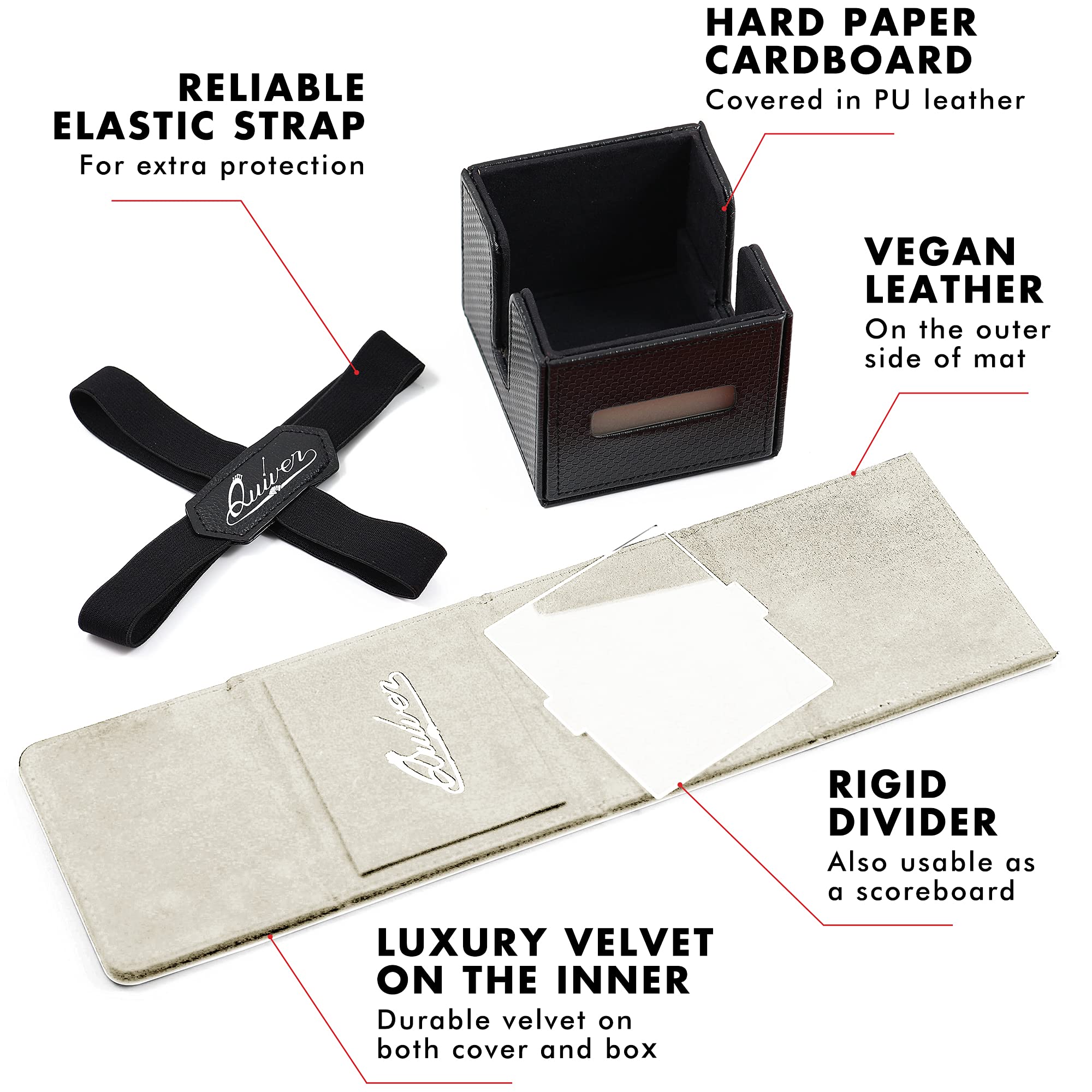 Quiver Time White Citadel Deck Block - 100+ Commander MTG Deck Box for Trading Cards | Premium Card Storage for MTG, Dice & Tokens with Custom Dividers | TCG Organizer for Game Nights & Travel