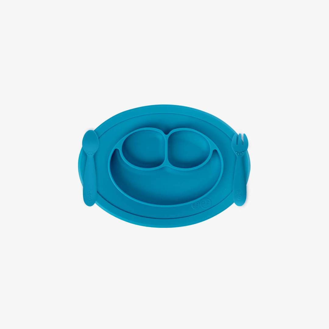 EZPZ Mini Feeding Set for Babies & Toddlers - BPA-Free Silicone Placemat with Built-in Plate & Spoon - Perfect for High Chairs, Travel & Mess-Free Mealtime