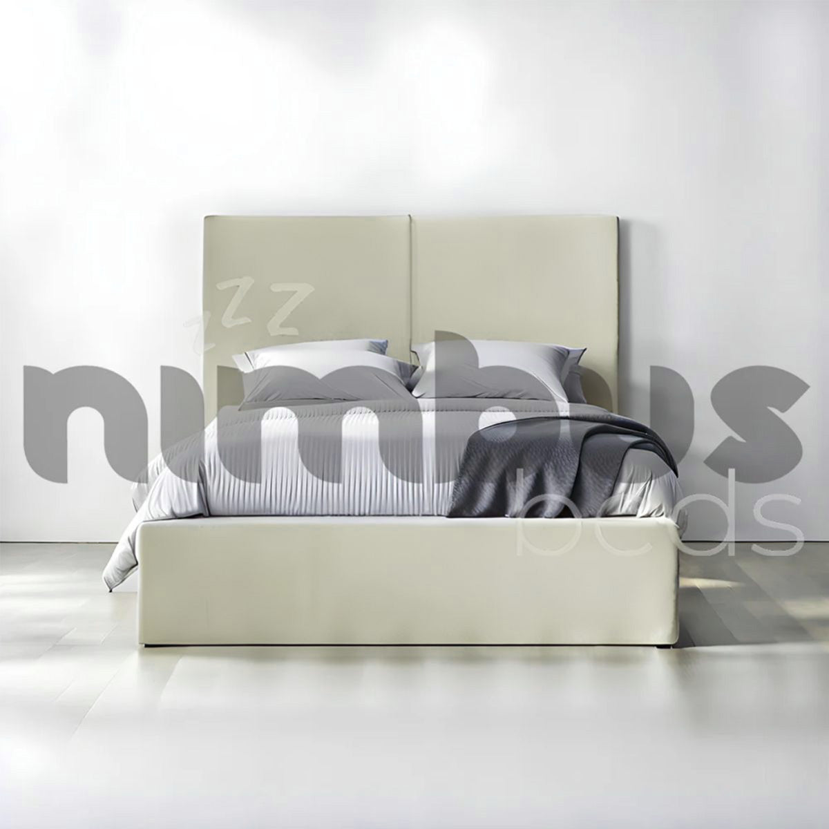 Modern Two Square Panel Bed Frame - Queen Size, Sturdy Wooden Platform Bed with Headboard & Footboard - Perfect for Bedrooms, Guest Rooms & Apartments