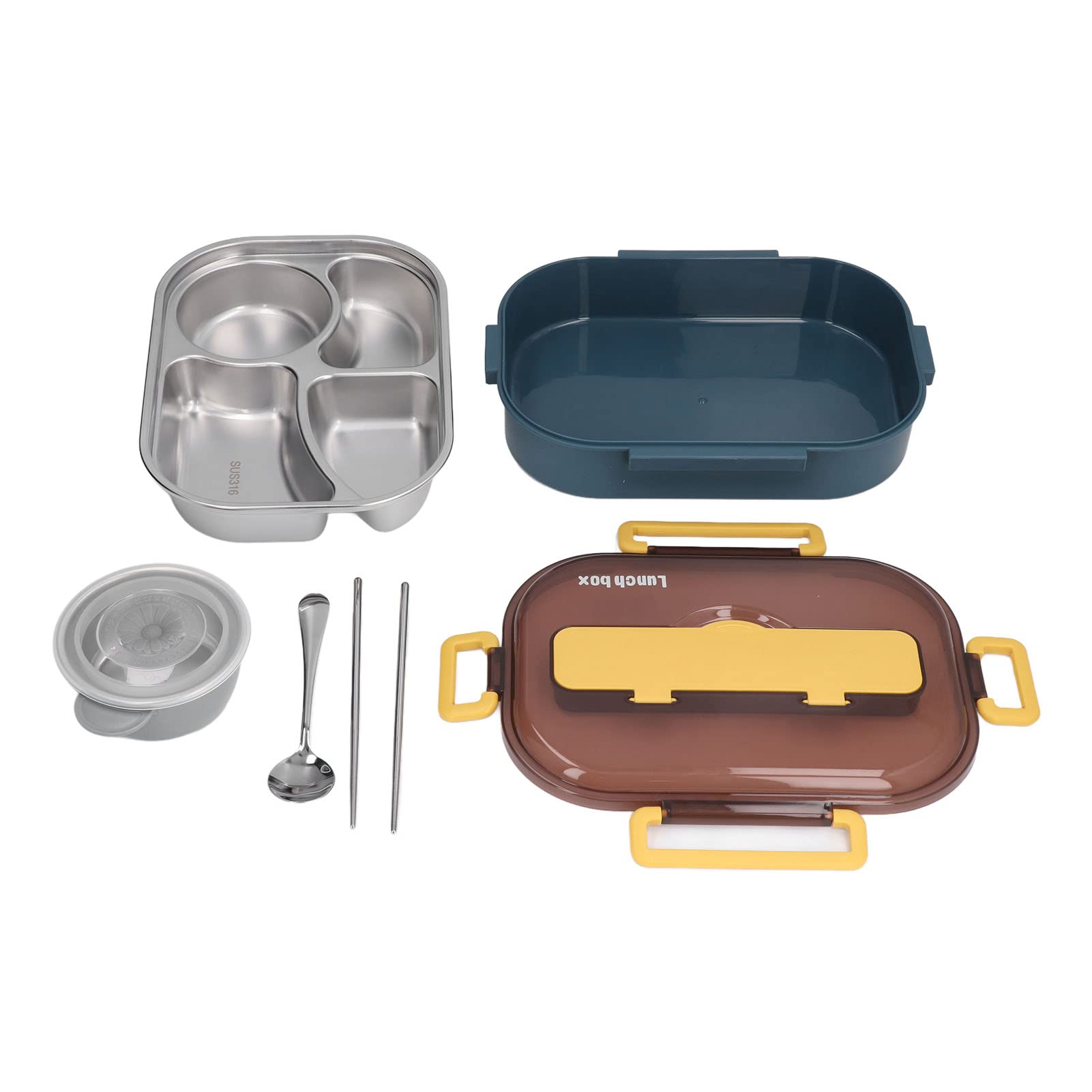 Stainless Steel Bento Box - Portable Lunch Container for Picnic & Office (Blue)