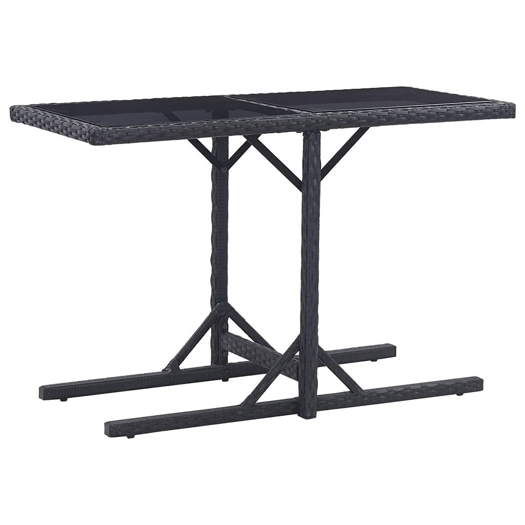 Space-Saving 3-Piece Black Rattan Patio Dining Set with Cushioned Chairs & Glass Table - Fast Shipping | Perfect for Small Gardens, Balconies & Outdoor Entertaining