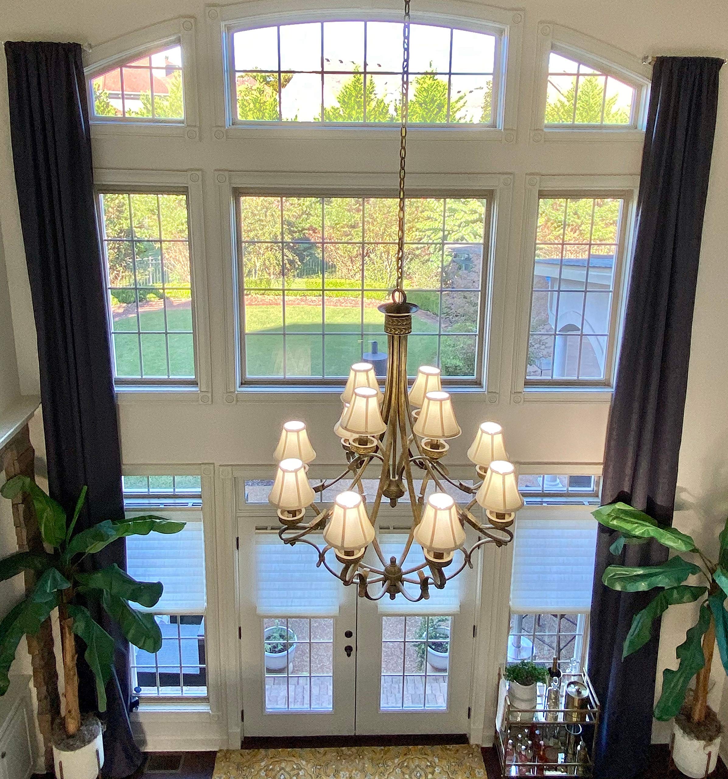 Ikiriska 100% Blackout Polyester Extra Long Blackout Curtains - Custom Length 8-24 Feet for 2 Story Great Room - Lightweight Thermal Insulated Drapes (Charcoal, 50