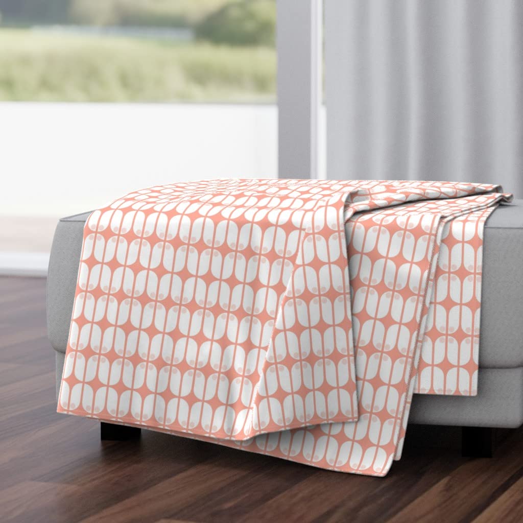 Soft Plush Minky Throw Blanket 50x70 Inches - Pink Retro Geometric Scandinavian Midcentury Design for Nursery, Baby Girl Room & Cozy Home Decor | Perfect for Cuddling, Gift Giving & Nursery Styling