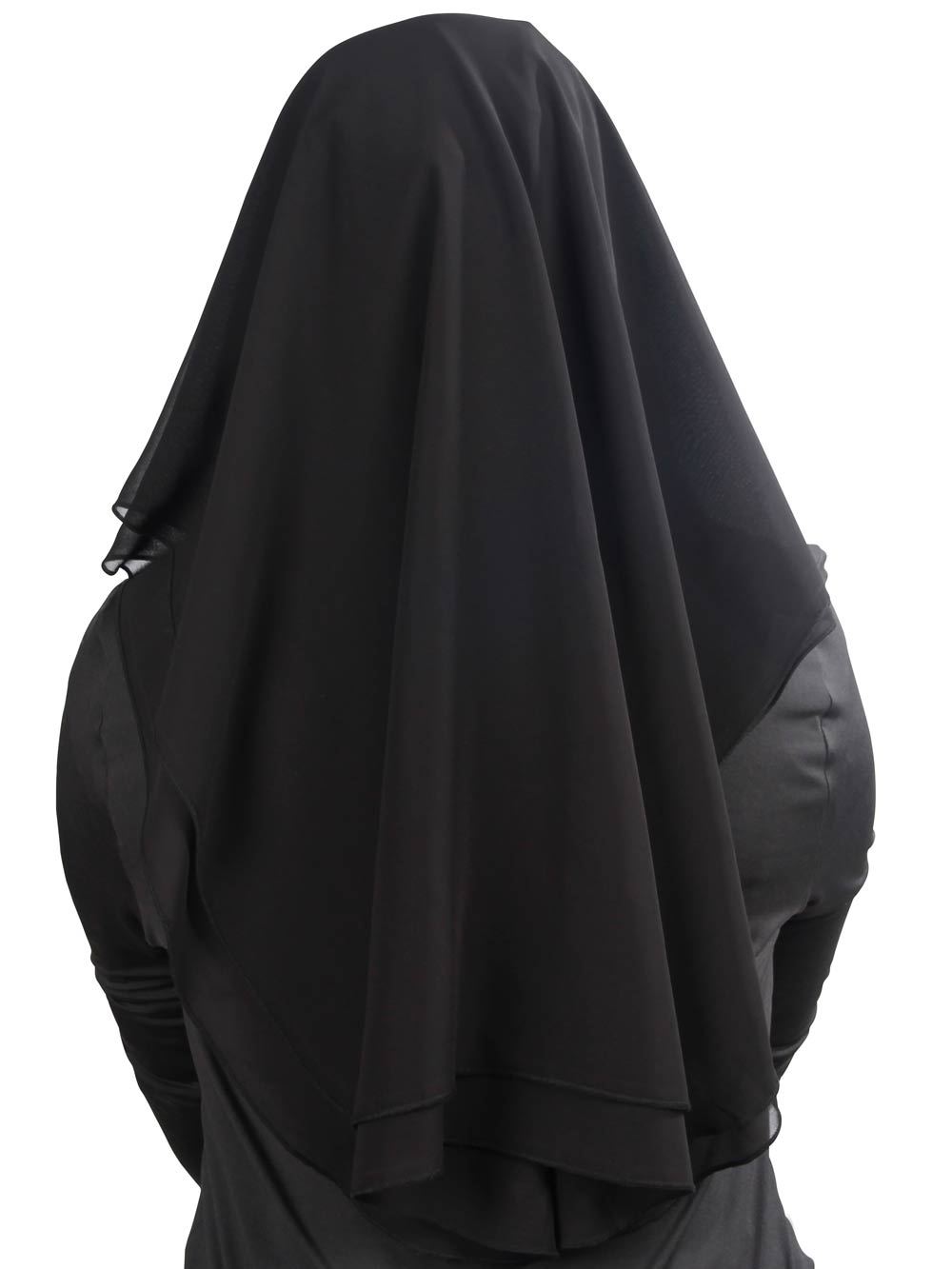 Black Georgette 3-Layer Niqab for Women - Modest Islamic Face Covering for Prayer, Travel, and Daily Wear