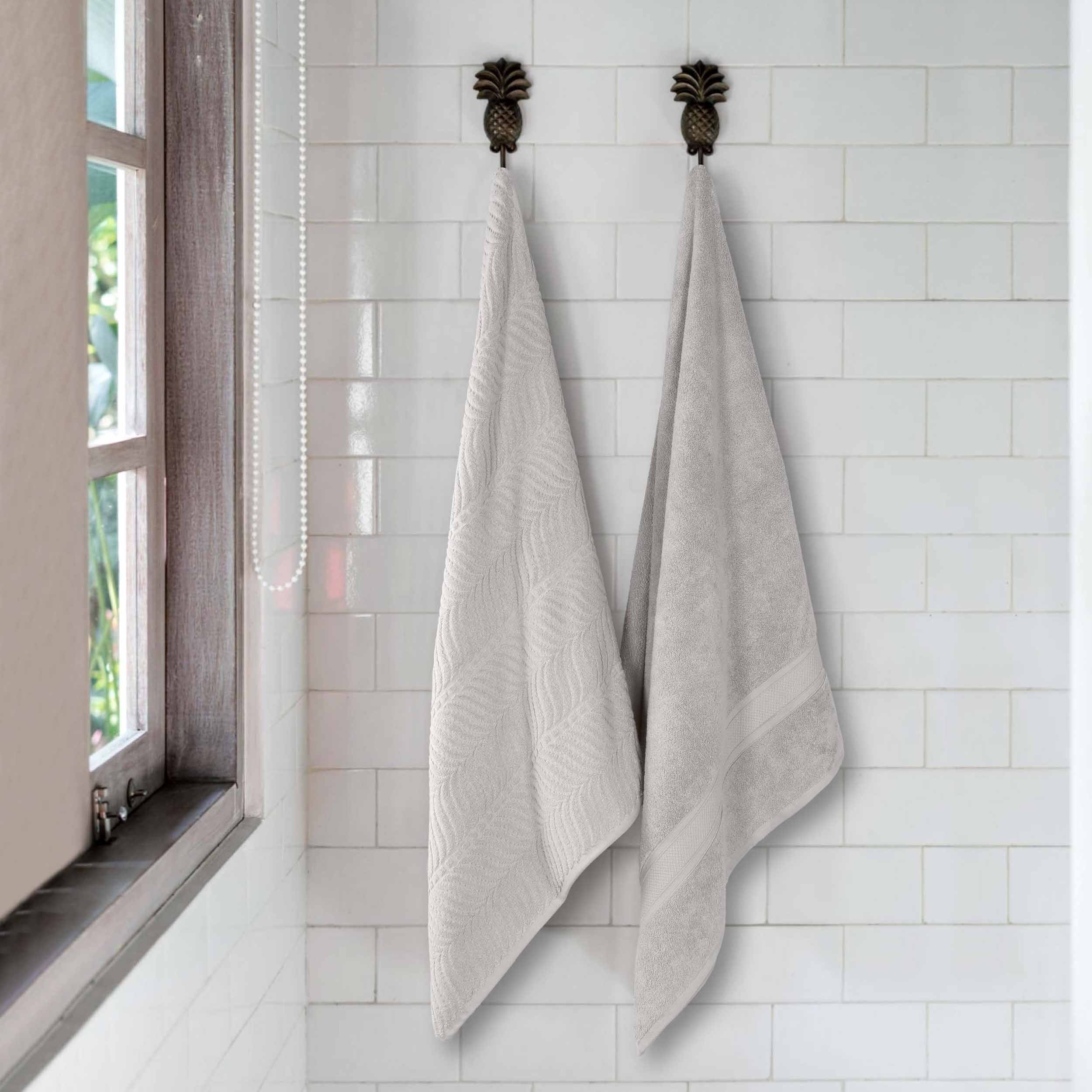 Premium Zero Twist Cotton Bath Sheet Set of 2 - Soft & Absorbent Solid & Jacquard Chevron Design for Luxury Bathroom & Spa Experience