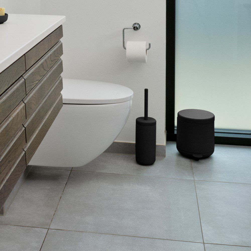 ZONE DENMARK Ume Toilet Brush in Black - Modern Bathroom Cleaning Tool for Home & Office Use