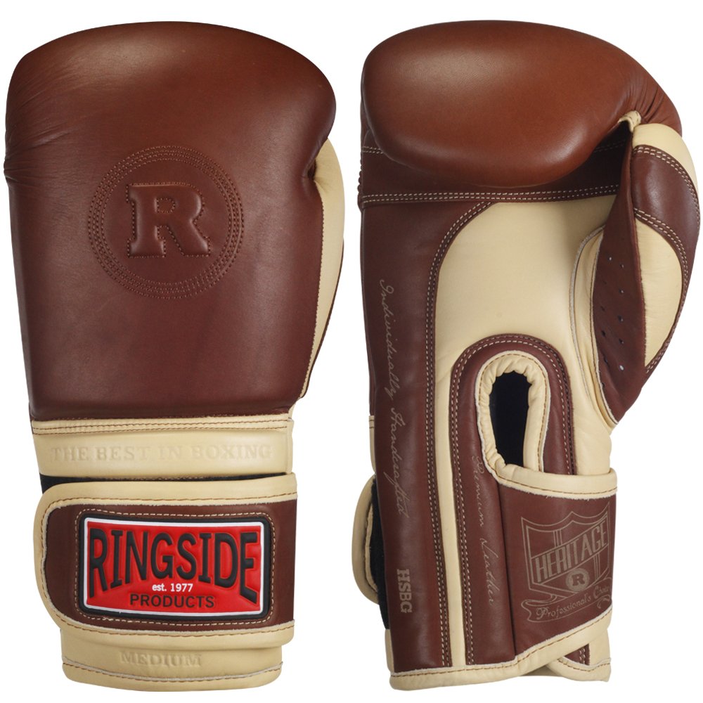 Ringside Heritage Genuine Leather Super Bag Gloves - Premium Tan Large Boxing Training Gloves for Heavy Bag Workouts & MMA Training