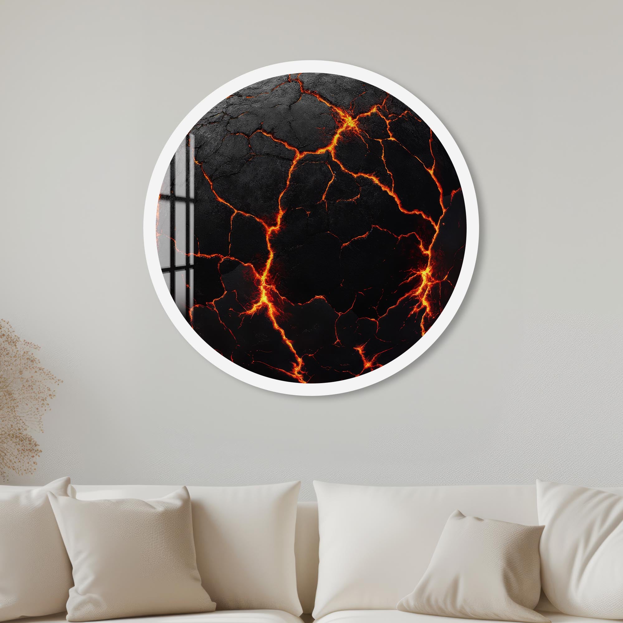 Lava Rounded Glass Wall Art - Modern Abstract Home Decor for Living Room, Bedroom & Office - Shatterproof & UV Resistant - Perfect for Gifts & Interior Design