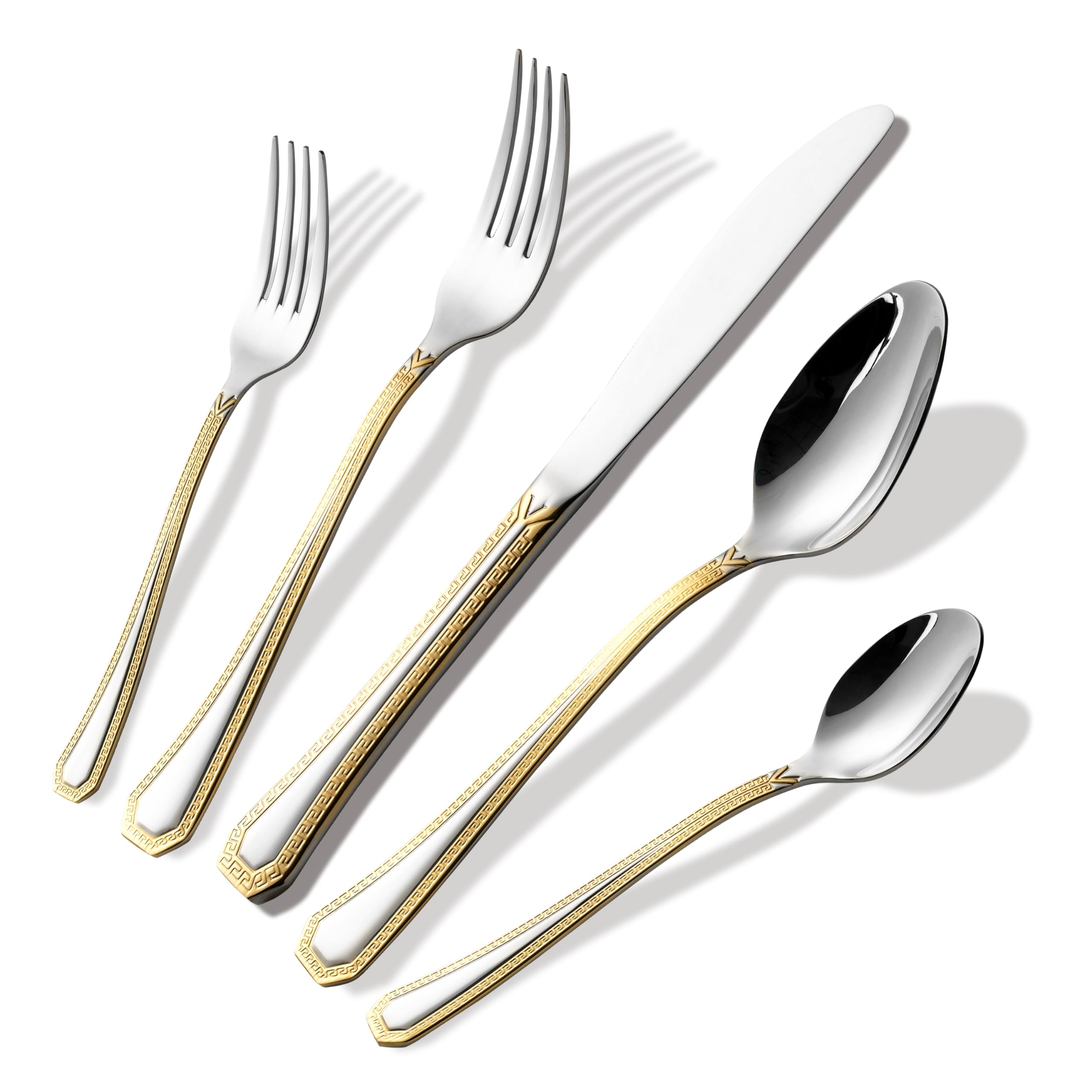 75-Piece Luxury Gold Flatware Set for 12 with Wooden Storage Case - 24K Gold Plated Premium Dining Cutlery, 18/10 Surgical Stainless Steel Silverware - Perfect for Weddings, Dinner Parties & Holiday Entertaining