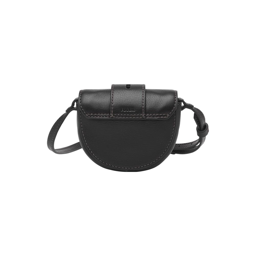 Fossil Women's Harwell Medium Black Leather Shoulder Bag - Stylish Crossbody Purse for Work, Travel & Everyday Use