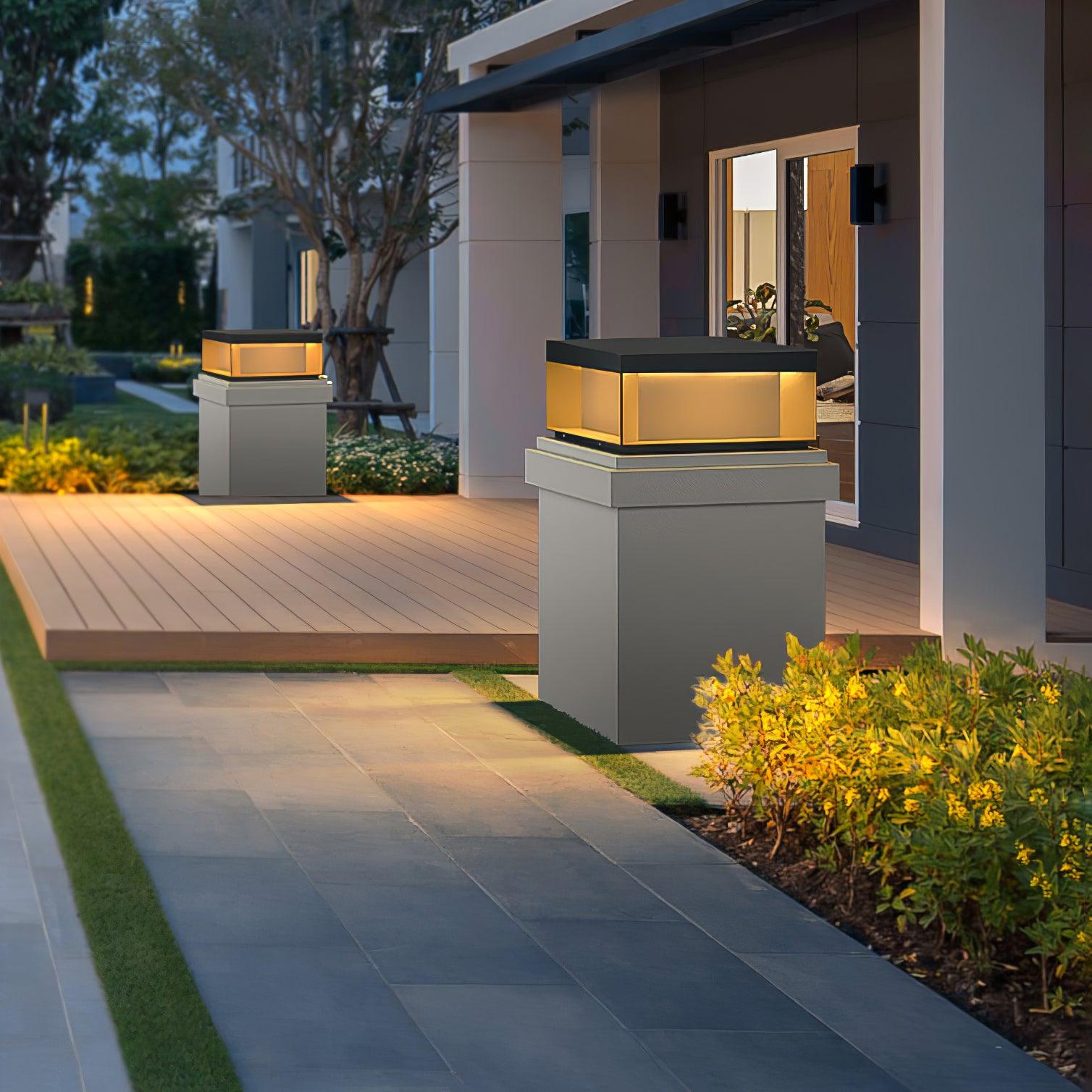 Black Box Outdoor Post Light - Waterproof LED Wall Light for Garden, Patio, and Driveway - Durable Aluminum Exterior Lighting with Motion Sensor