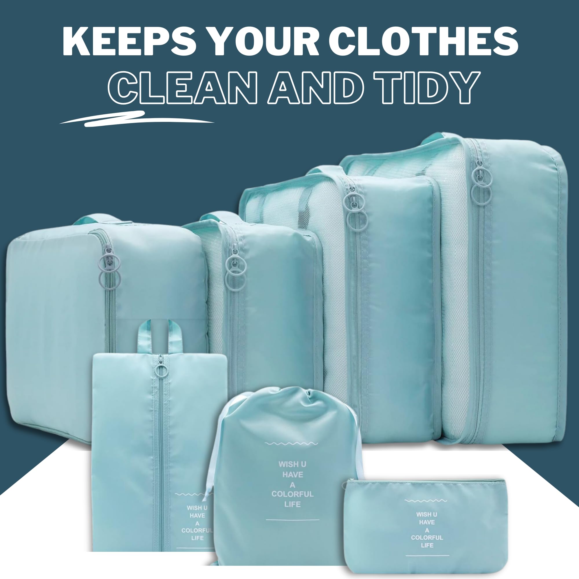 SC Tech Compression Packing Cubes & Vacuum Seal Storage Bags with Hand Pump - Space Saving Travel Organizers for Clothes, Comforters, Blankets & Bedding (Blue) | Perfect for Suitcase Organization & Closet Storage