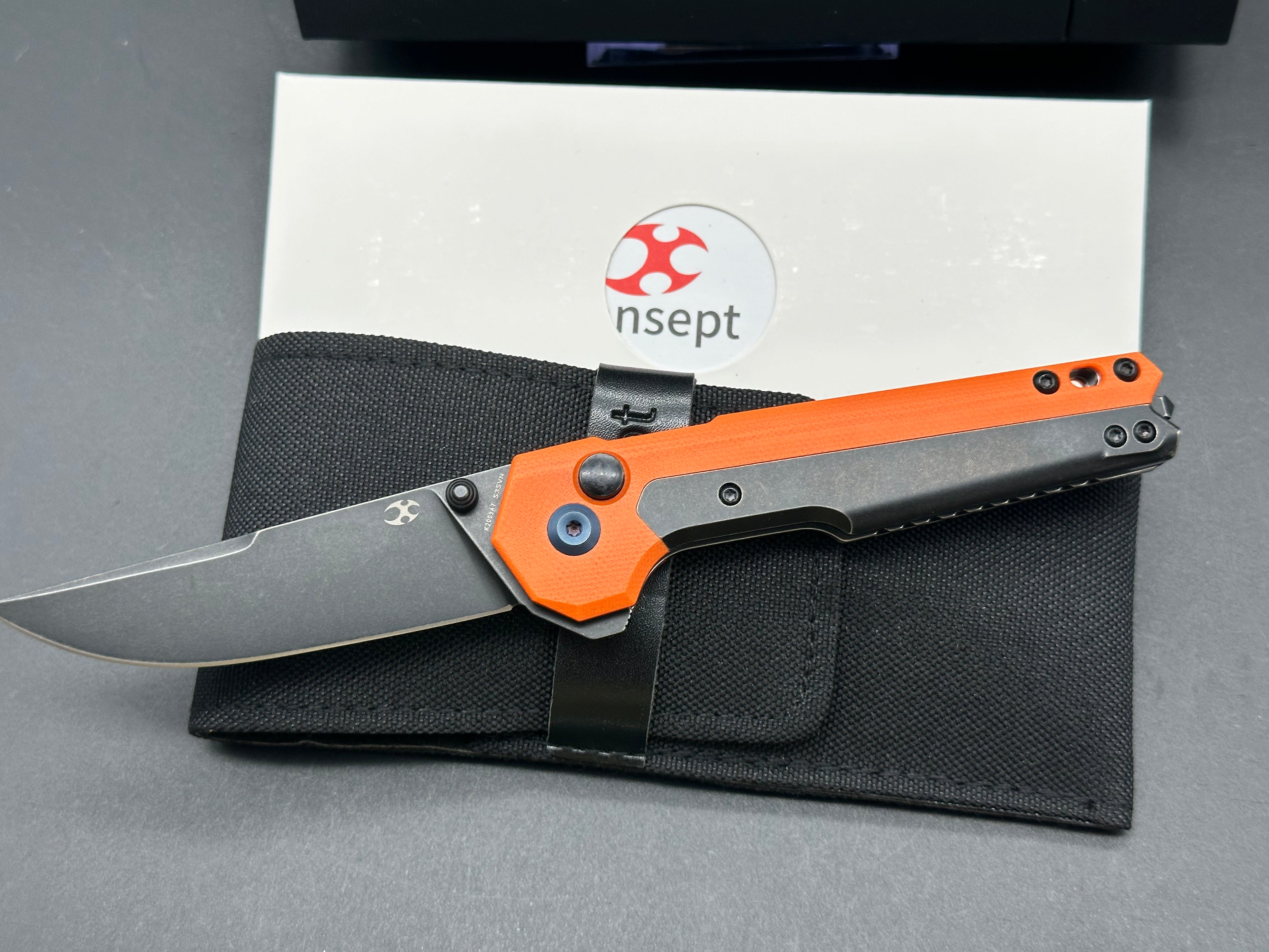Kansept Mikkel Willumsen EDC Tactical Folding Knife - Orange G10 Handle, 3.1