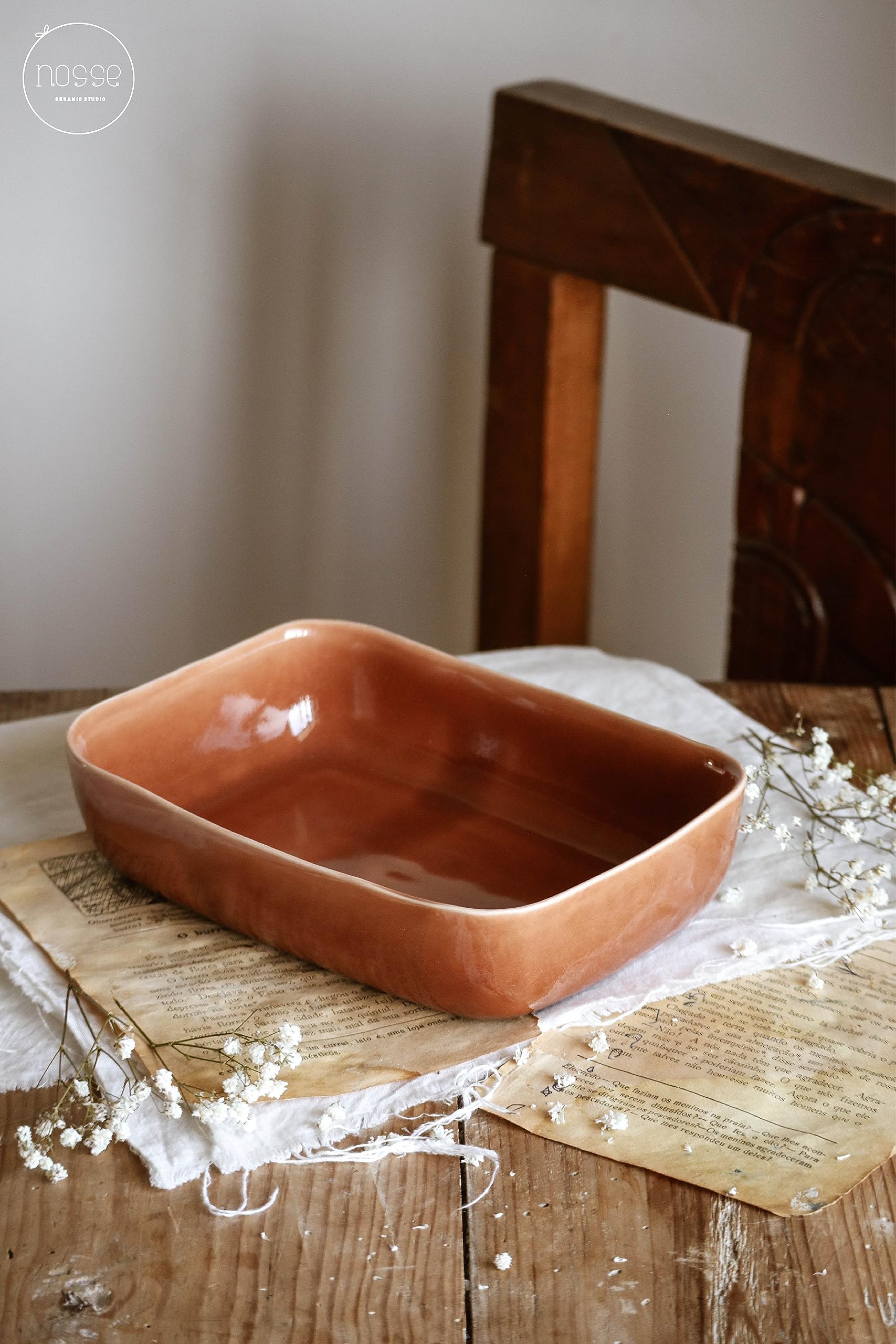 Fortessa Nosse Svelte Stoneware 3-Piece Bakeware Set - Terracotta Baking Dishes for Casseroles, Pies & Bread | Perfect for Home Cooking & Holiday Meals