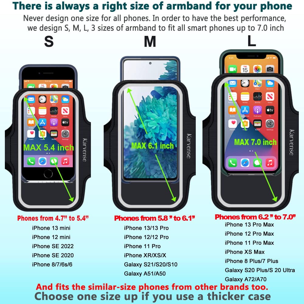 Karvense Running Phone Armband - Adjustable Phone Holder for iPhone 15 Pro Max/15 Plus/14 Pro Max/13 Pro Max & Samsung Galaxy S24+/Ultra (Fits Up to 6.9